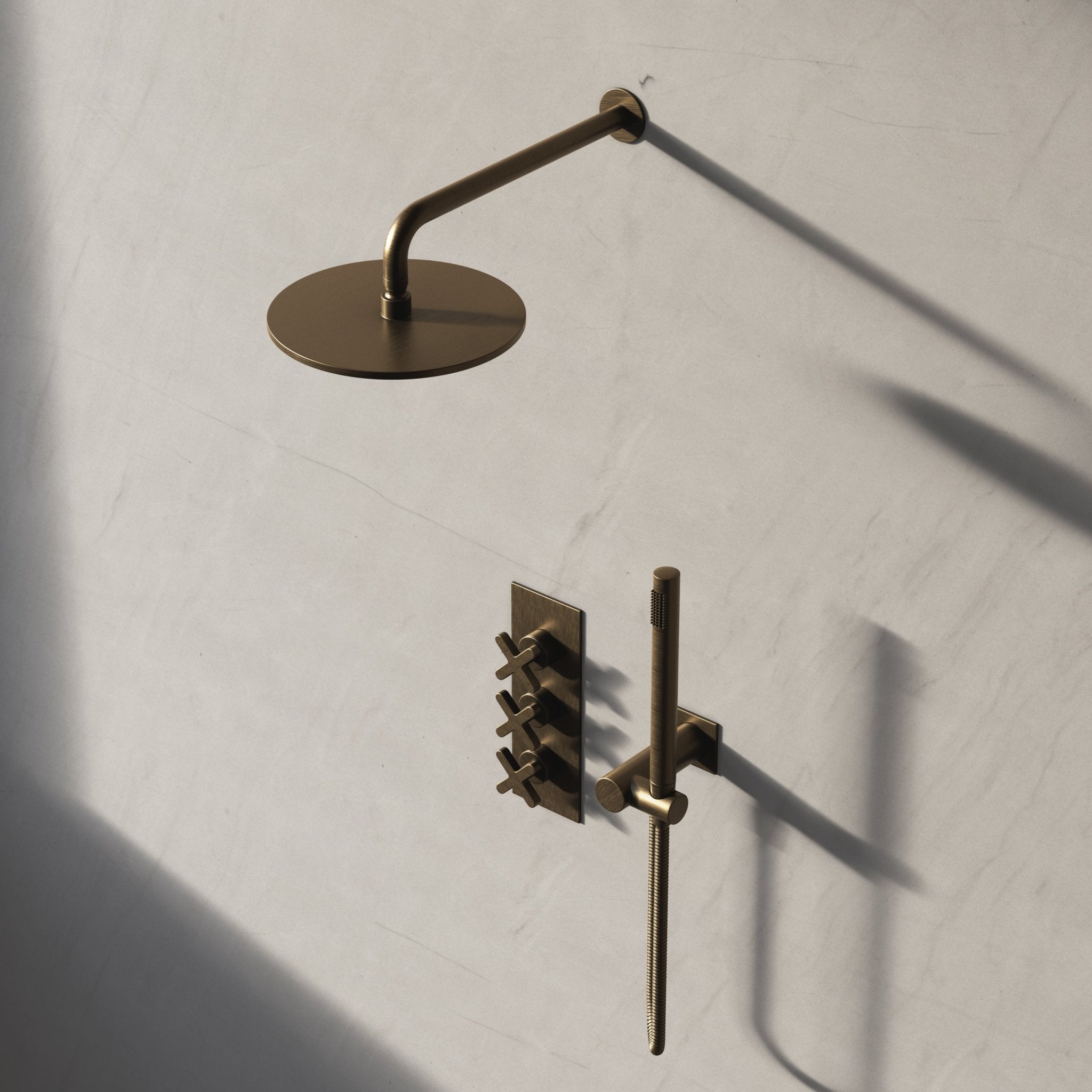 Image of Axiom 2-Way Thermostatic Shower Set – Overhead & Square Hand Shower - Cavari
