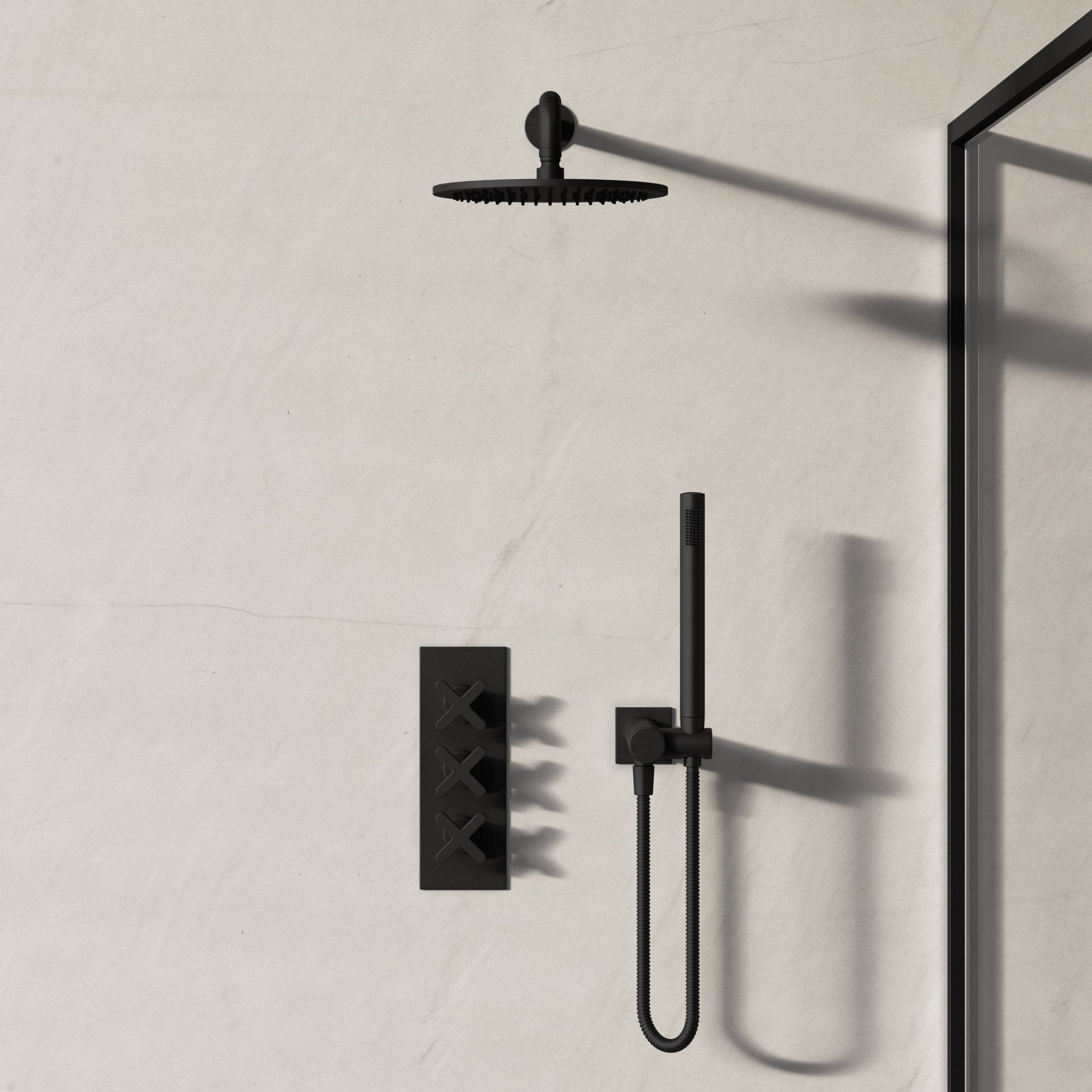 Image of Axiom 2-Way Thermostatic Shower Set – Overhead & Square Hand Shower - Cavari