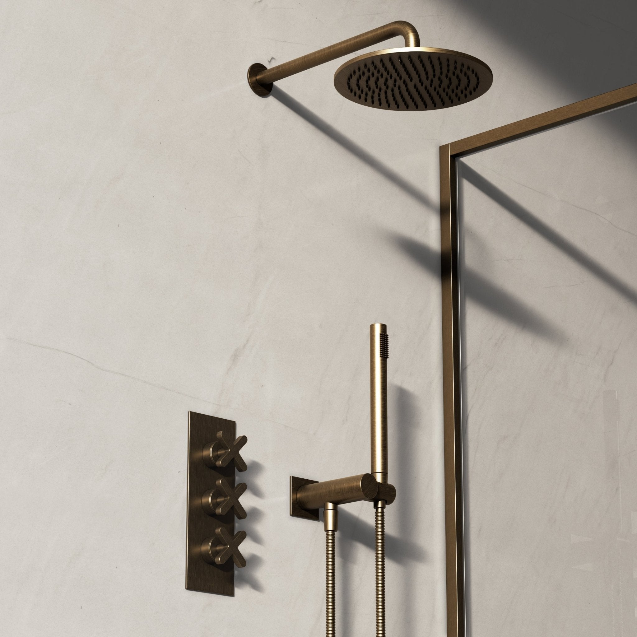 Image of Axiom 2-Way Thermostatic Shower Set – Overhead & Square Hand Shower - Cavari