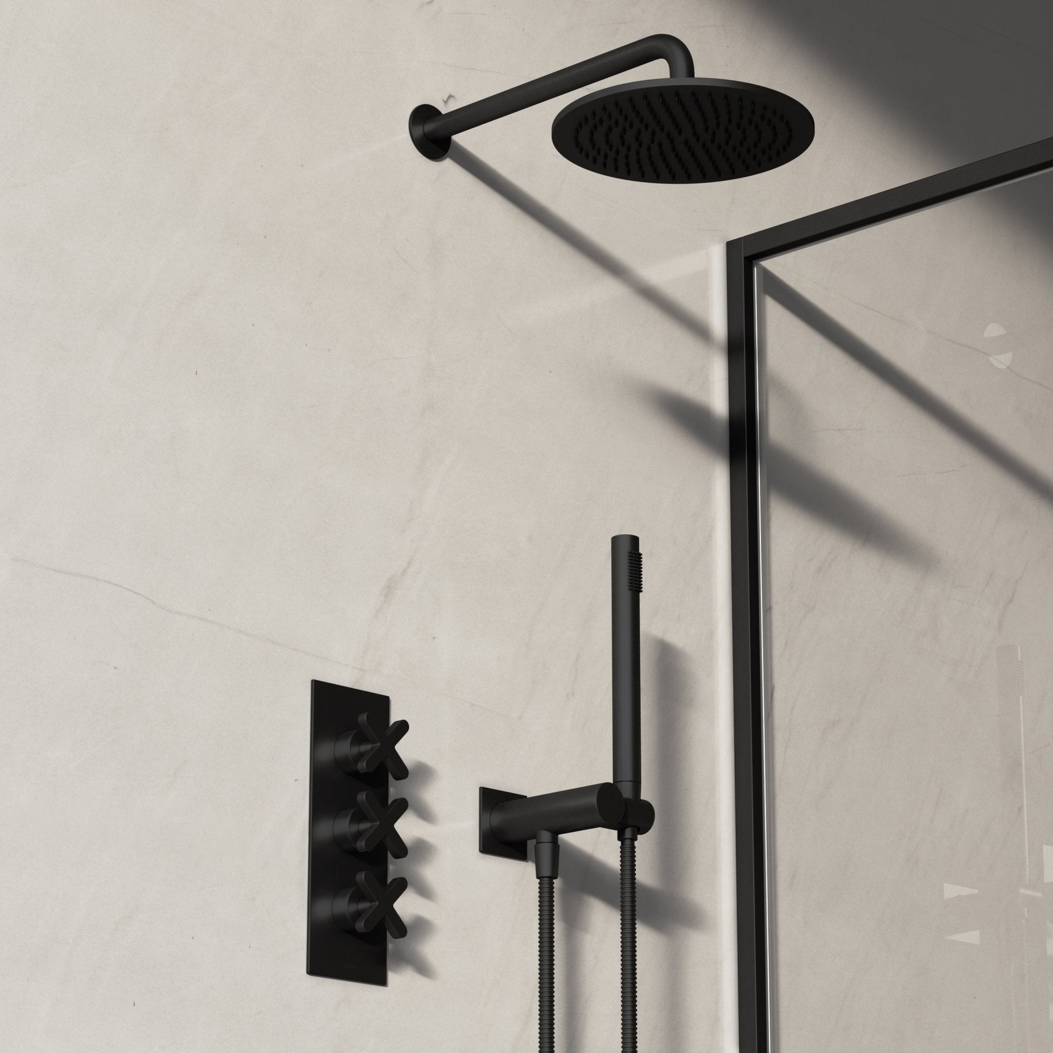 Image of Axiom 2-Way Thermostatic Shower Set – Overhead & Square Hand Shower - Cavari