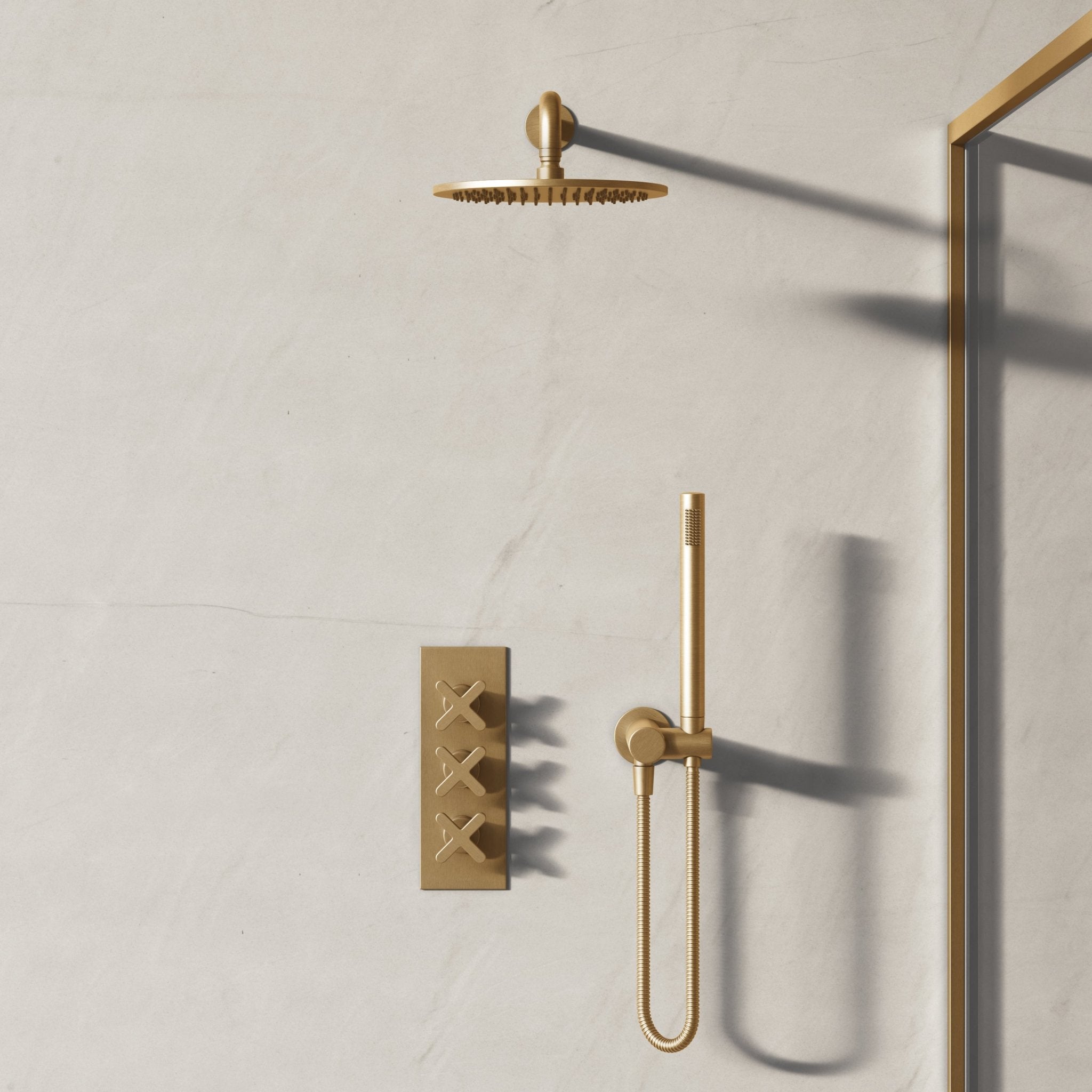 Image of Axiom 2-Way Thermostatic Shower Set – Overhead & Square Hand Shower - Cavari