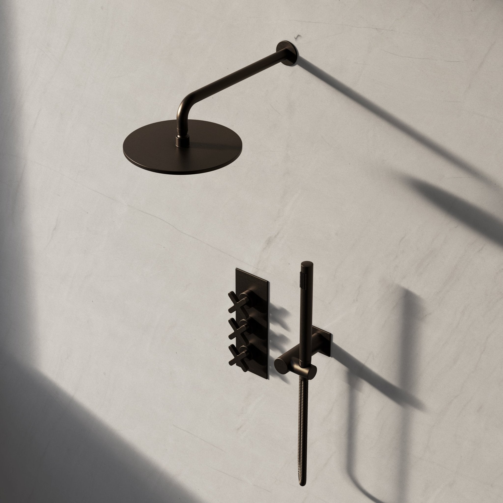 Image of Axiom 2-Way Thermostatic Shower Set – Overhead & Square Hand Shower - Cavari