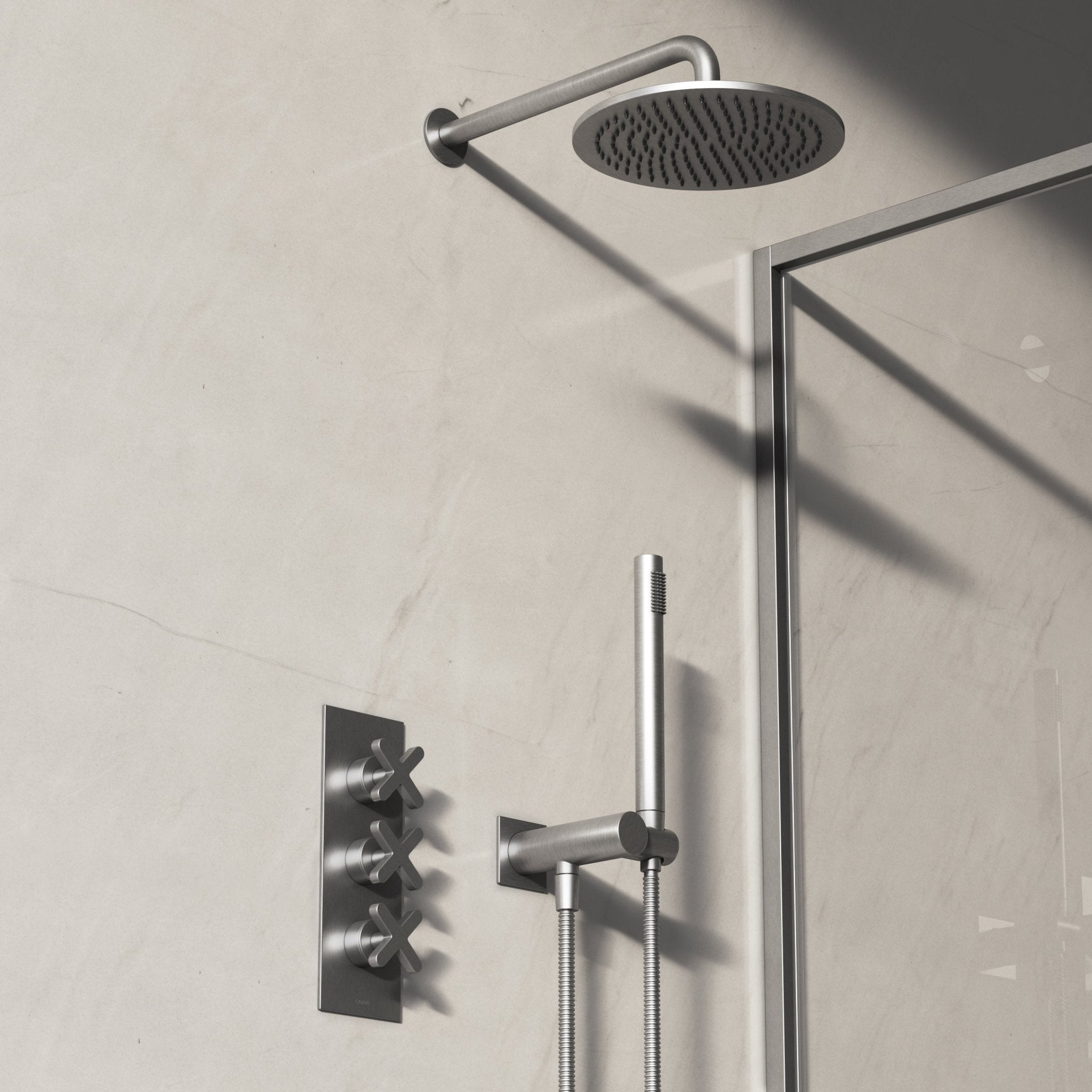 Image of Axiom 2-Way Thermostatic Shower Set – Overhead & Square Hand Shower - Cavari