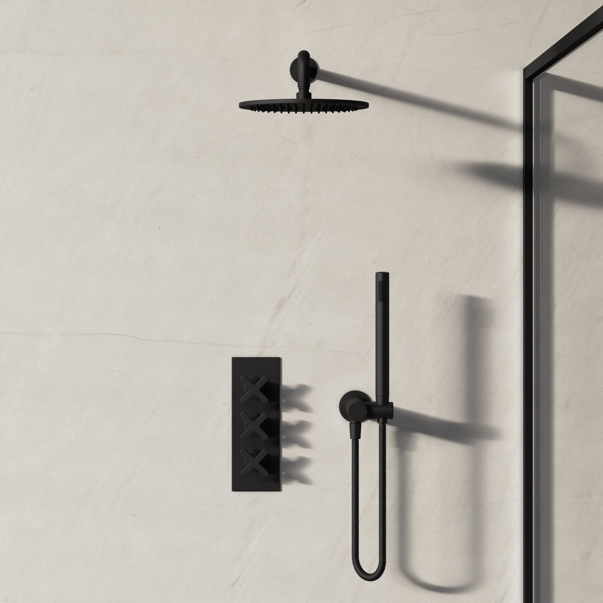 Image of Axiom 2-Way Thermostatic Shower Set – Overhead & Square Hand Shower - Cavari