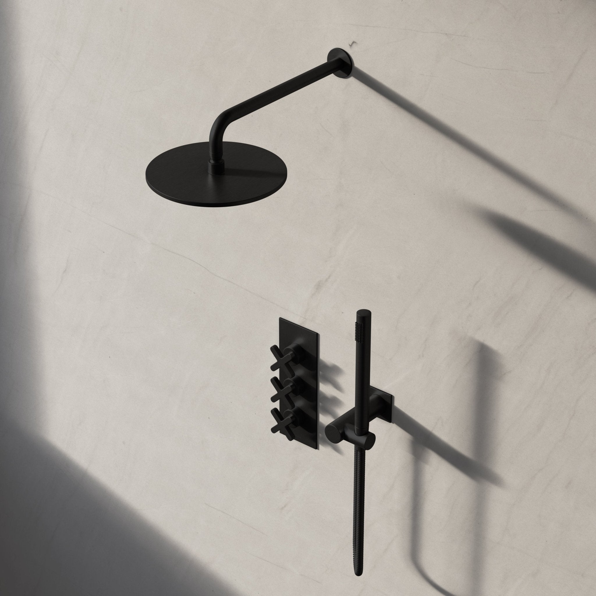 Image of Axiom 2-Way Thermostatic Shower Set – Overhead & Square Hand Shower - Cavari