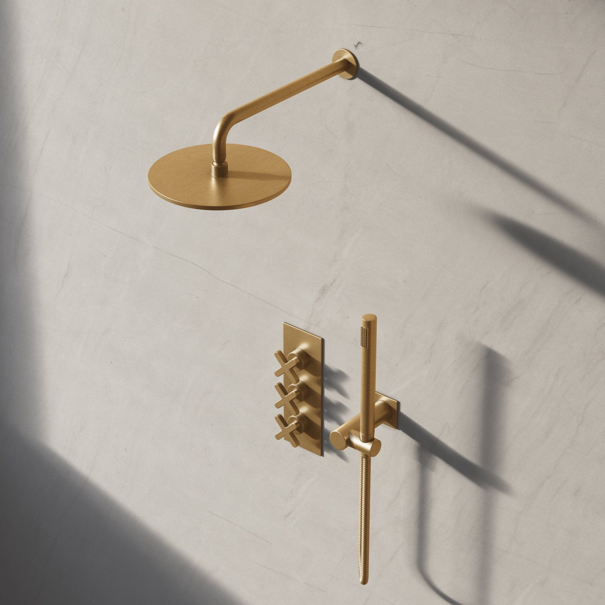 Image of Axiom 2-Way Thermostatic Shower Set – Overhead & Square Hand Shower - Cavari
