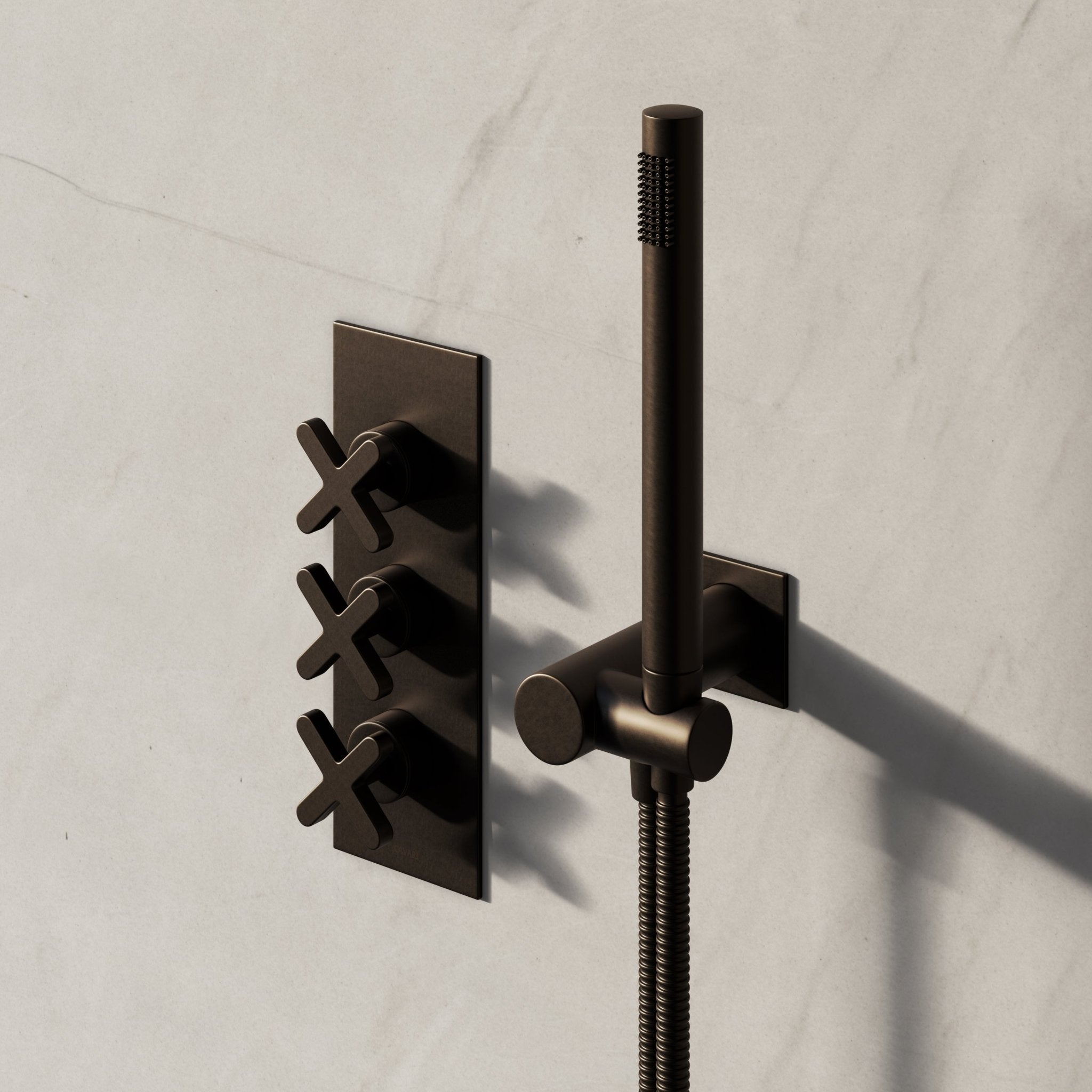 Image of Axiom 2-Way Thermostatic Shower Set – Overhead & Square Hand Shower - Cavari
