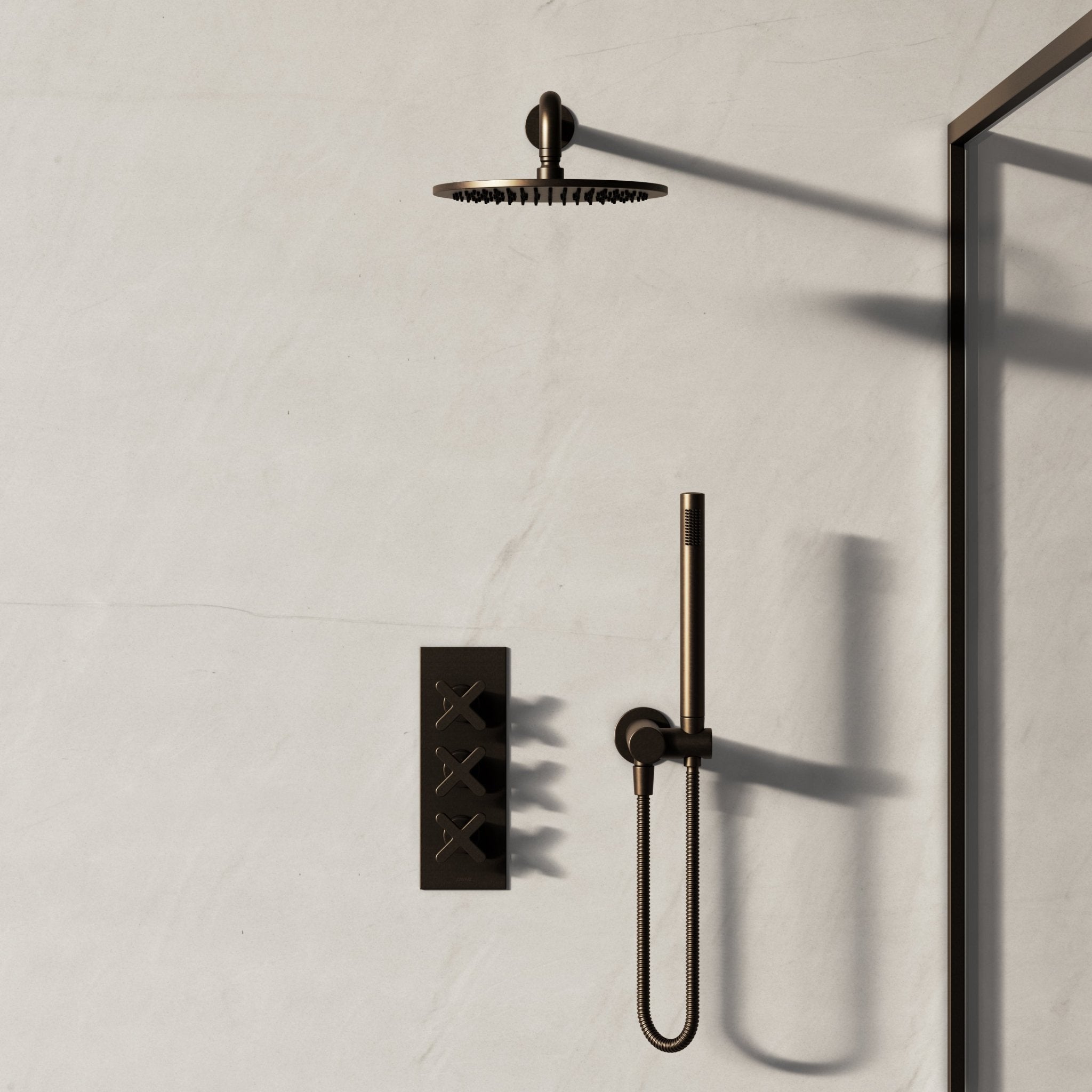 Image of Axiom 2-Way Thermostatic Shower Set – Overhead & Square Hand Shower - Cavari