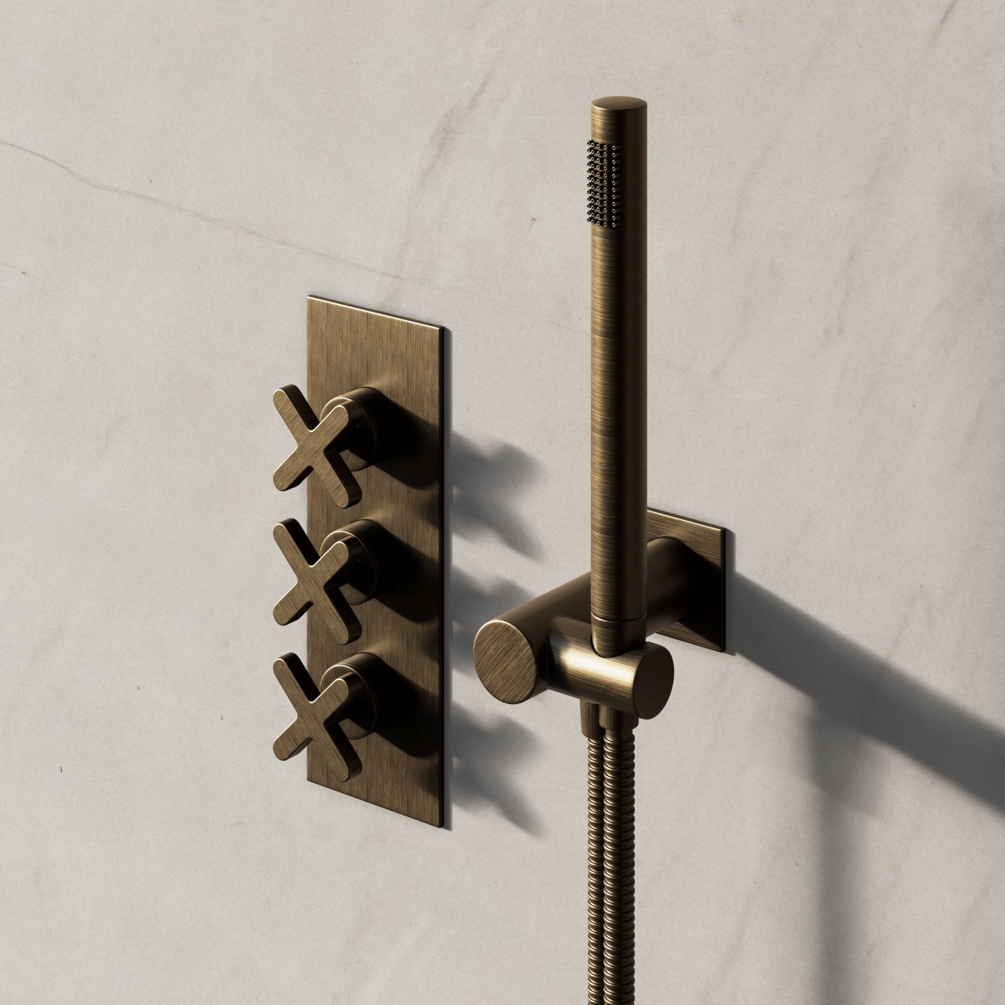 Image of Axiom 2-Way Thermostatic Shower Set – Overhead & Square Hand Shower - Cavari