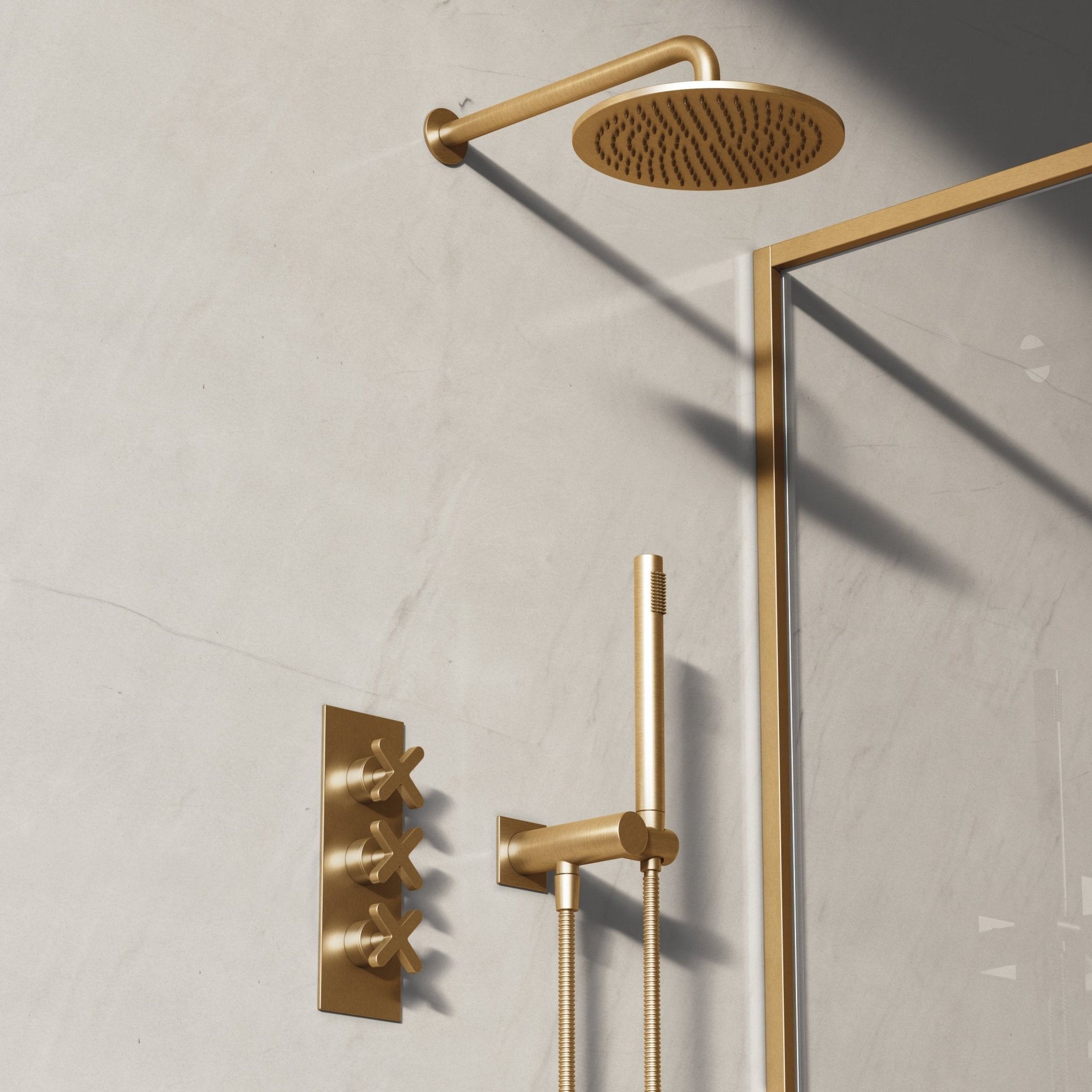 Image of Axiom 2-Way Thermostatic Shower Set – Overhead & Square Hand Shower - Cavari