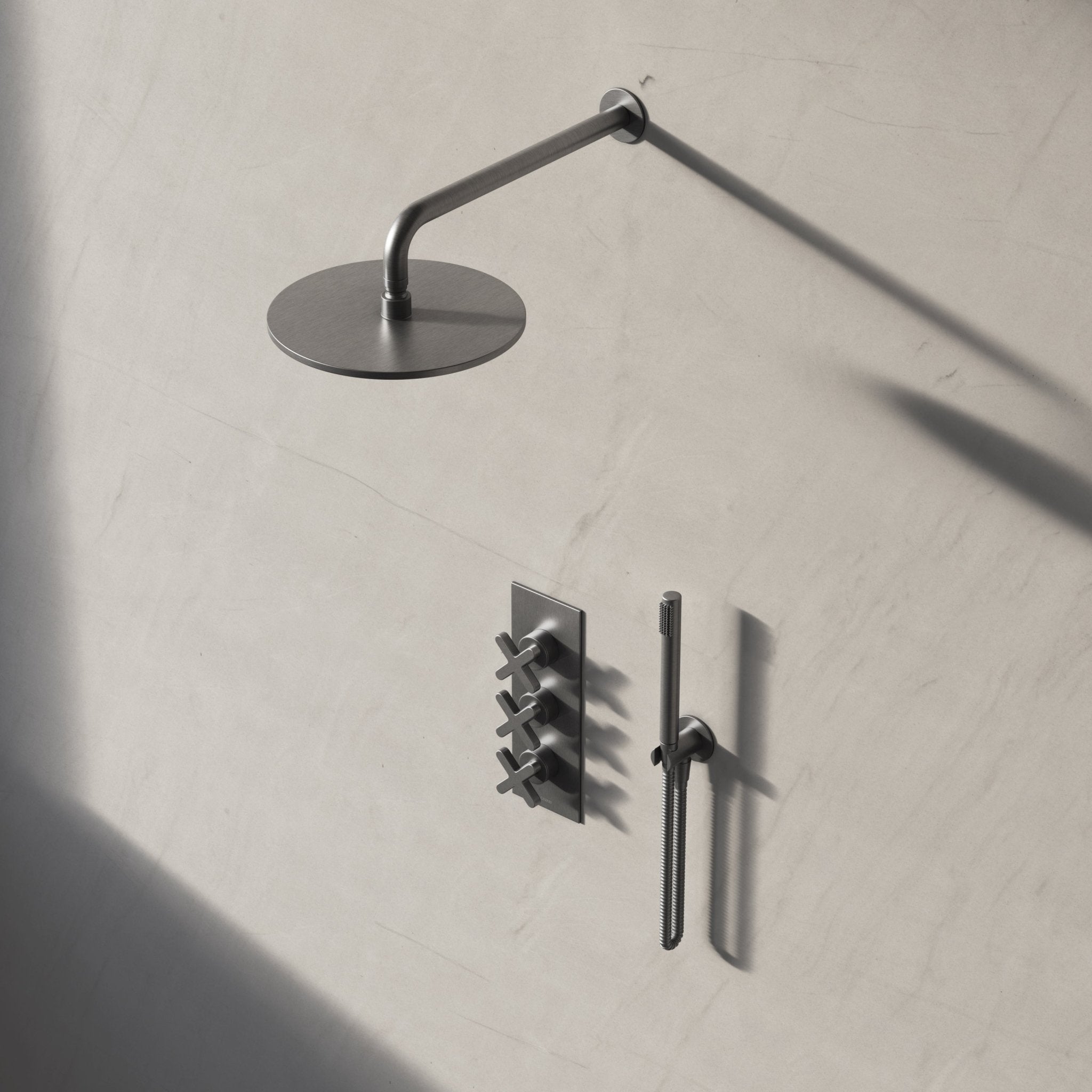 Image of Axiom 2-Way Thermostatic Shower Set – Overhead & Straight Hand Shower - Cavari