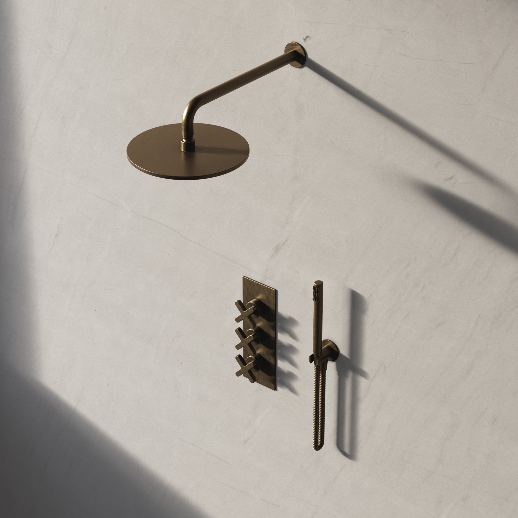 Image of Axiom 2-Way Thermostatic Shower Set – Overhead & Straight Hand Shower - Cavari