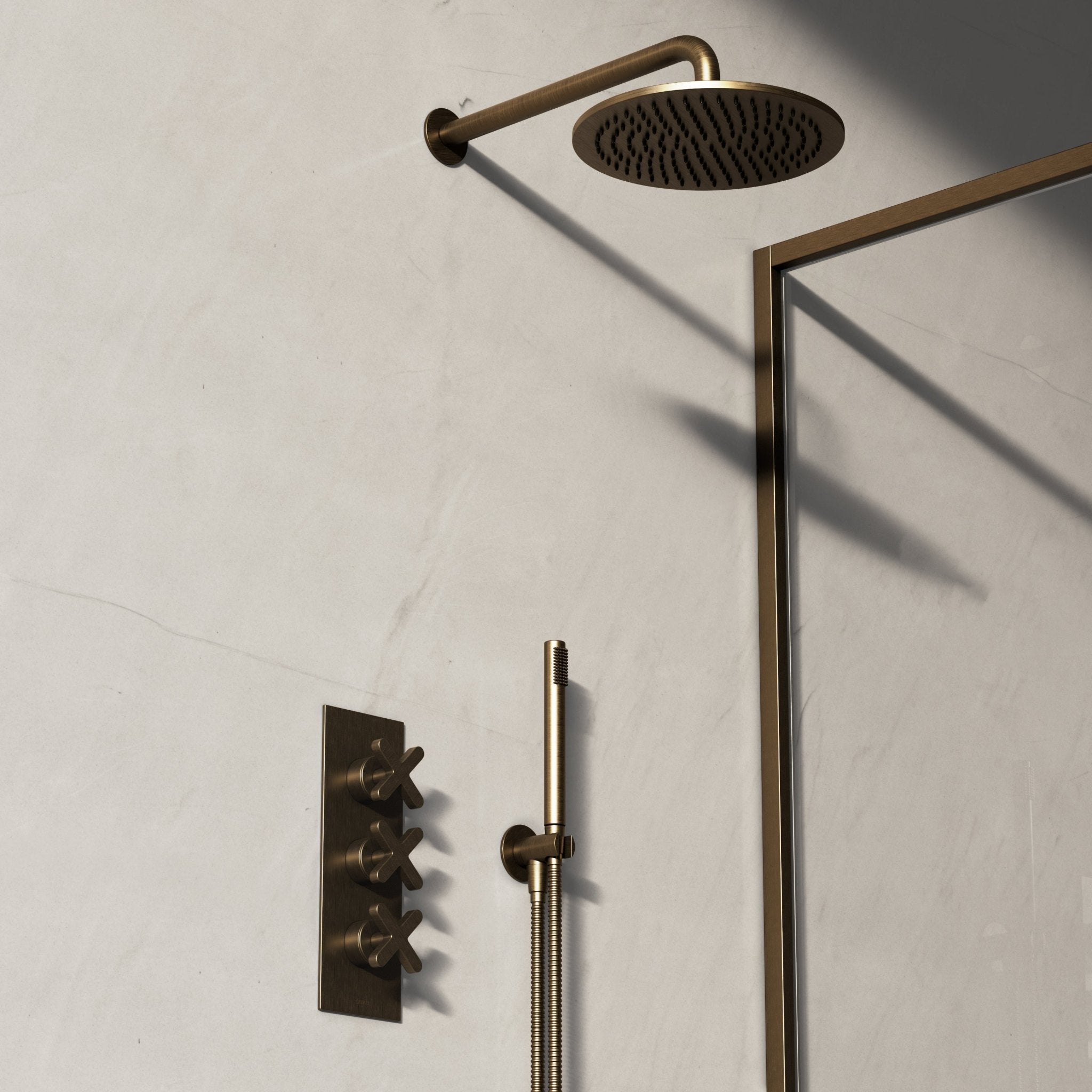 Image of Axiom 2-Way Thermostatic Shower Set – Overhead & Straight Hand Shower - Cavari