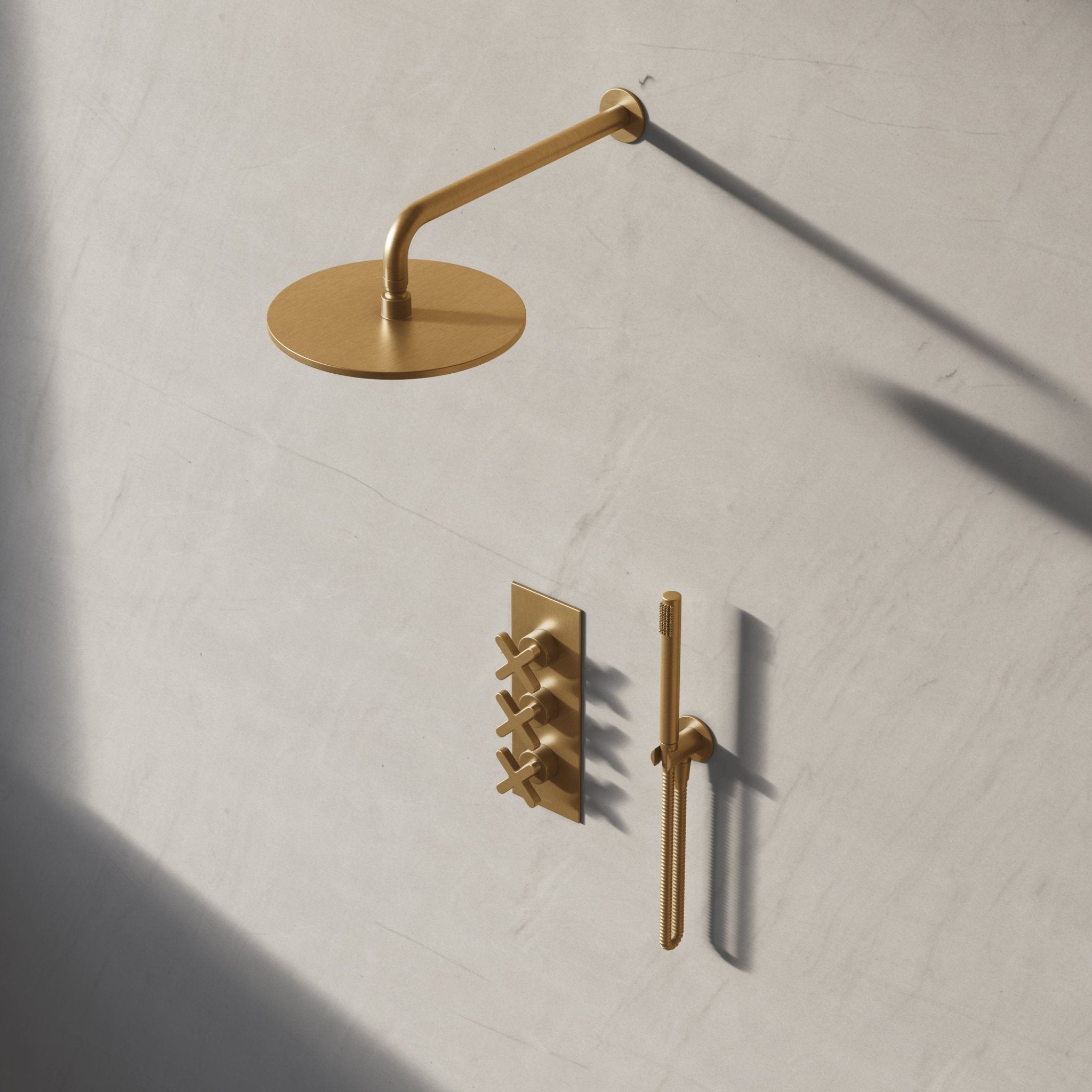Image of Axiom 2-Way Thermostatic Shower Set – Overhead & Straight Hand Shower - Cavari