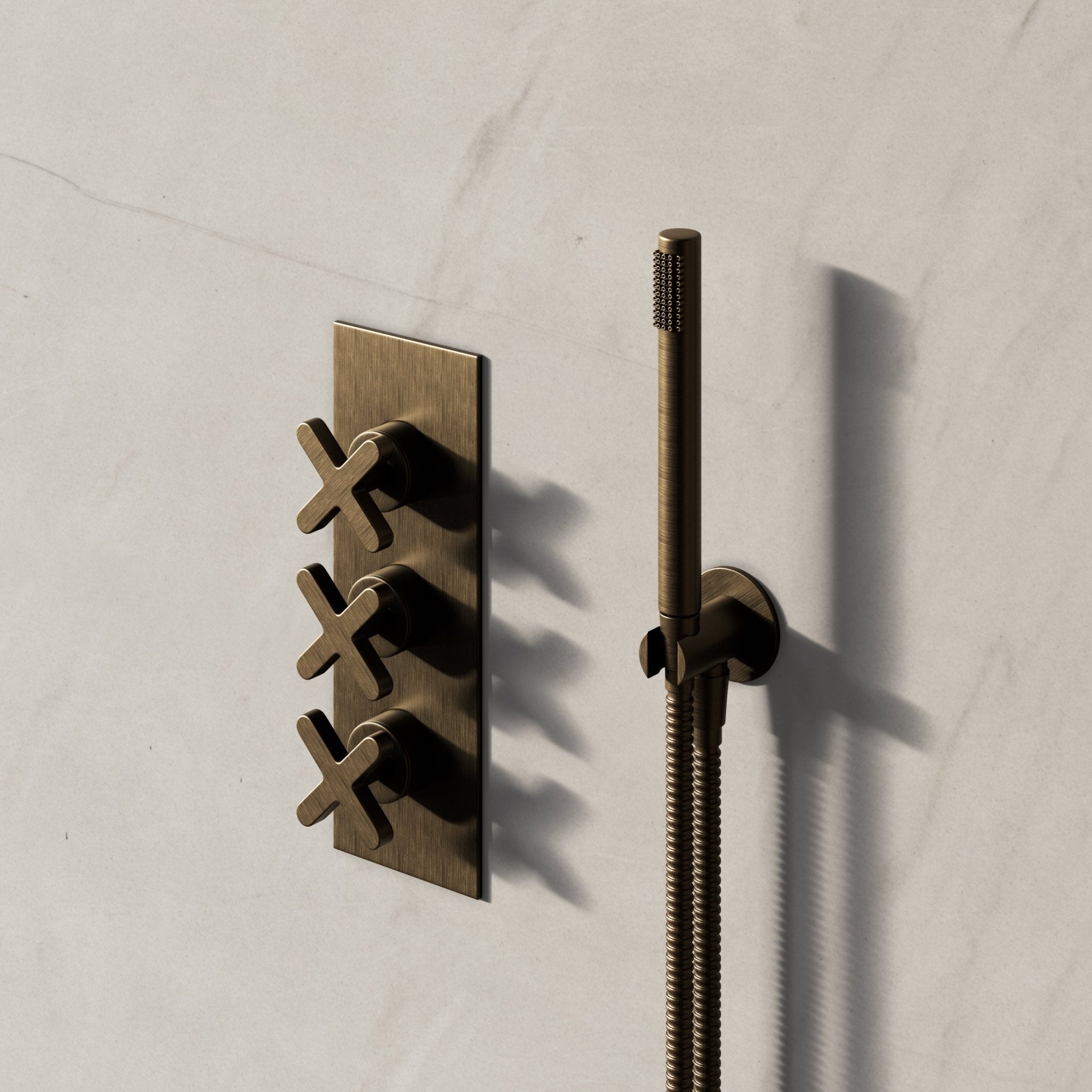 Image of Axiom 2-Way Thermostatic Shower Set – Overhead & Straight Hand Shower - Cavari