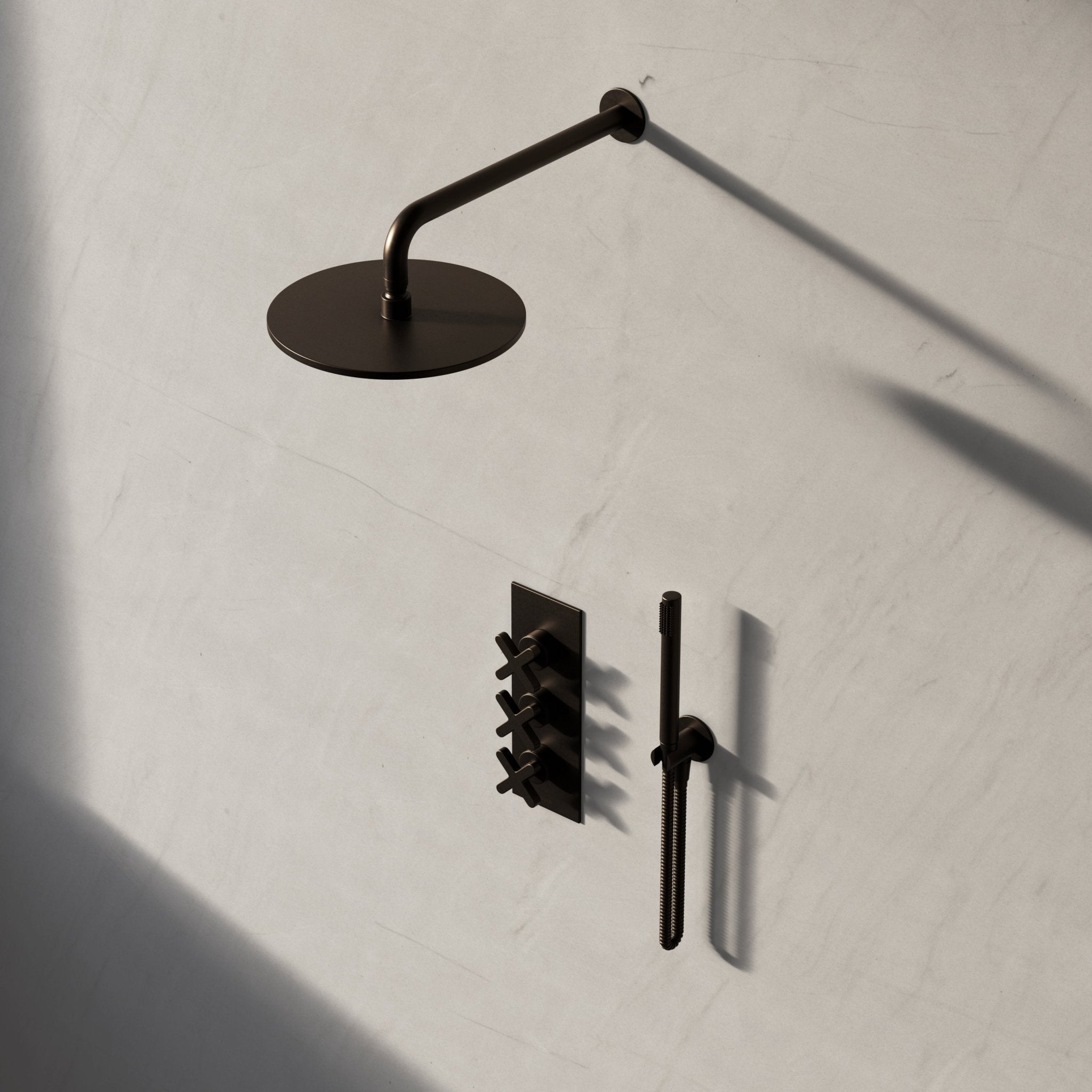 Image of Axiom 2-Way Thermostatic Shower Set – Overhead & Straight Hand Shower - Cavari