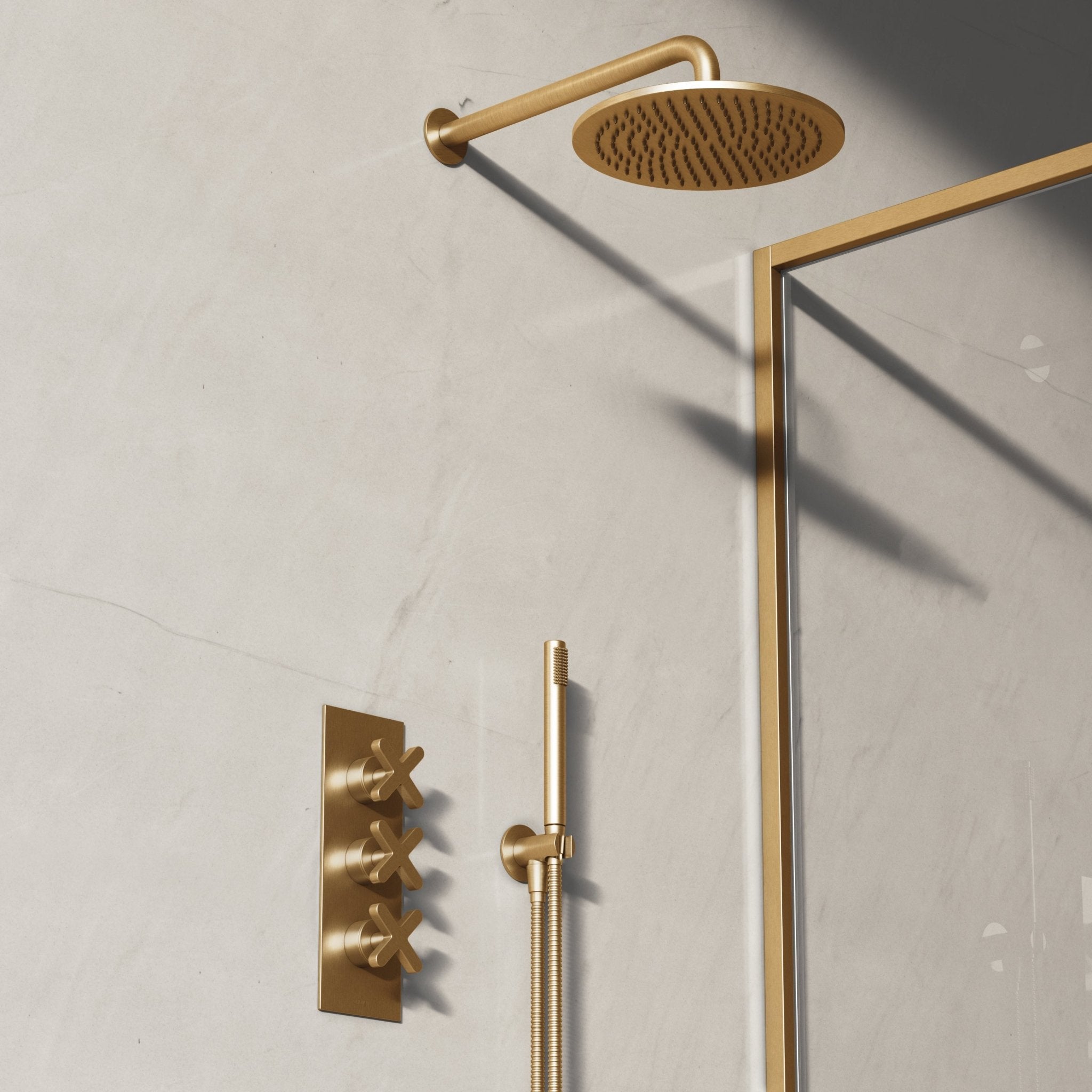 Image of Axiom 2-Way Thermostatic Shower Set – Overhead & Straight Hand Shower - Cavari