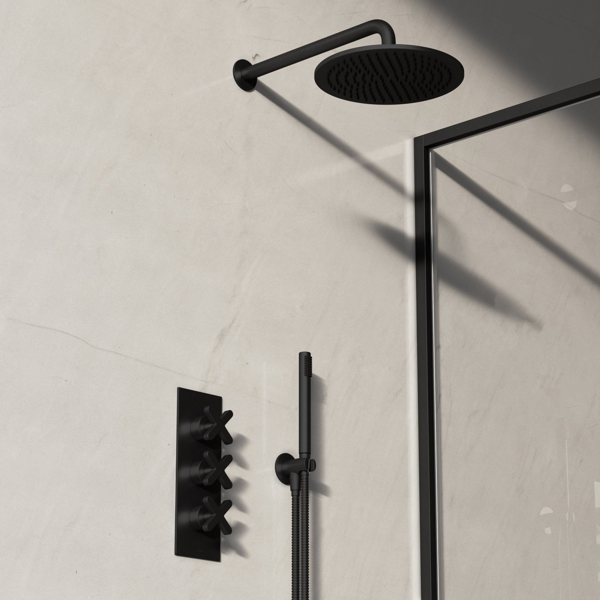 Image of Axiom 2-Way Thermostatic Shower Set – Overhead & Straight Hand Shower - Cavari