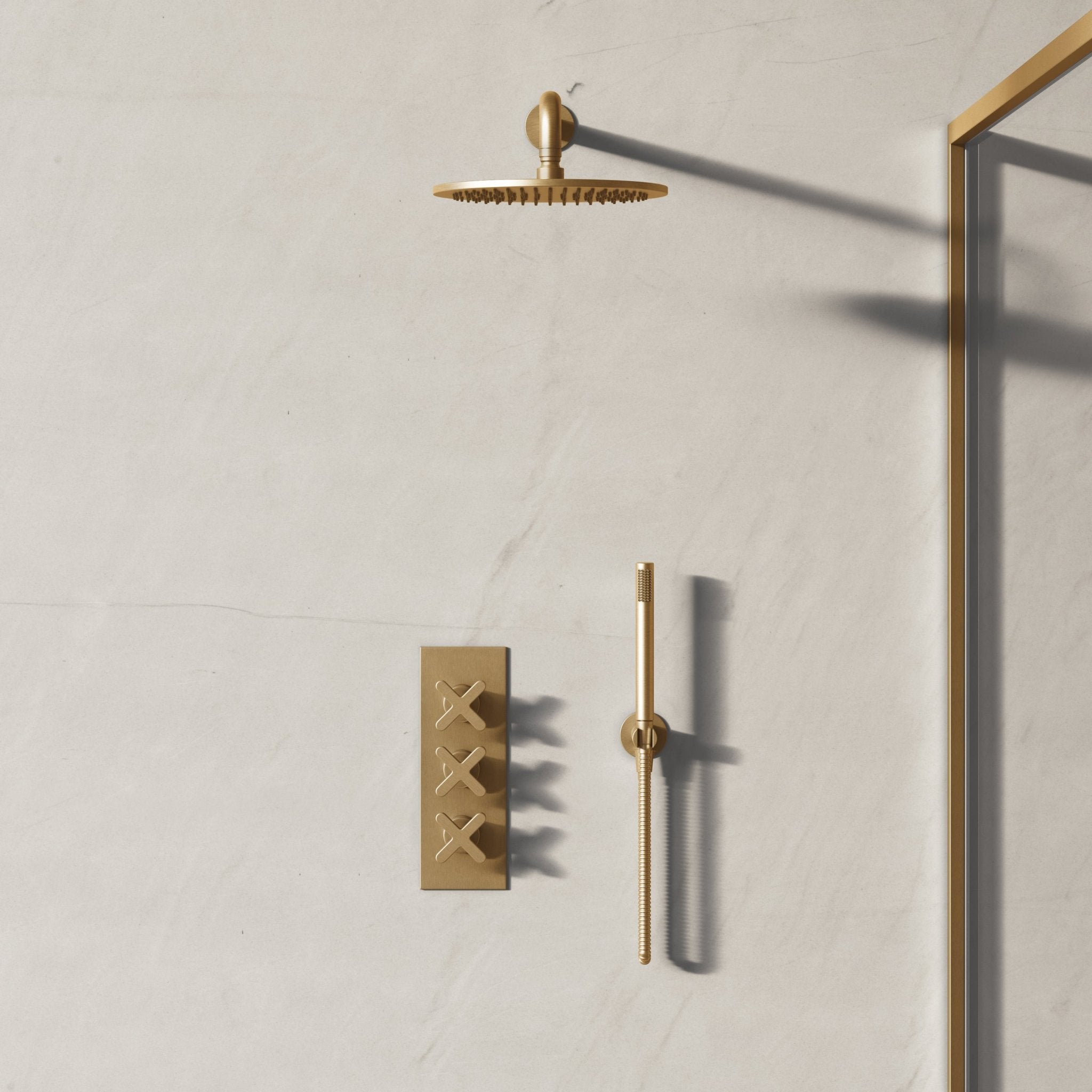 Image of Axiom 2-Way Thermostatic Shower Set – Overhead & Straight Hand Shower - Cavari