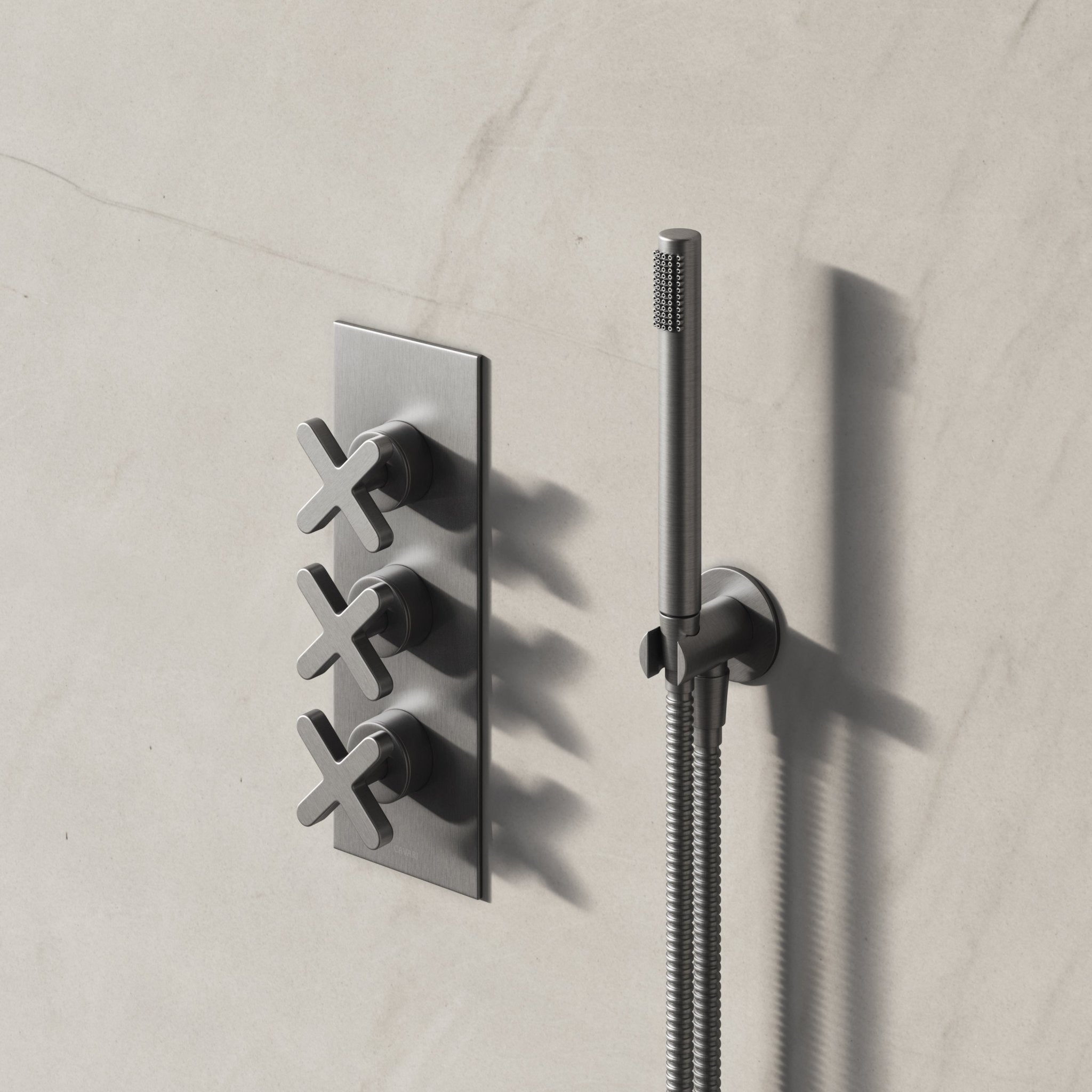 Image of Axiom 2-Way Thermostatic Shower Set – Overhead & Straight Hand Shower - Cavari