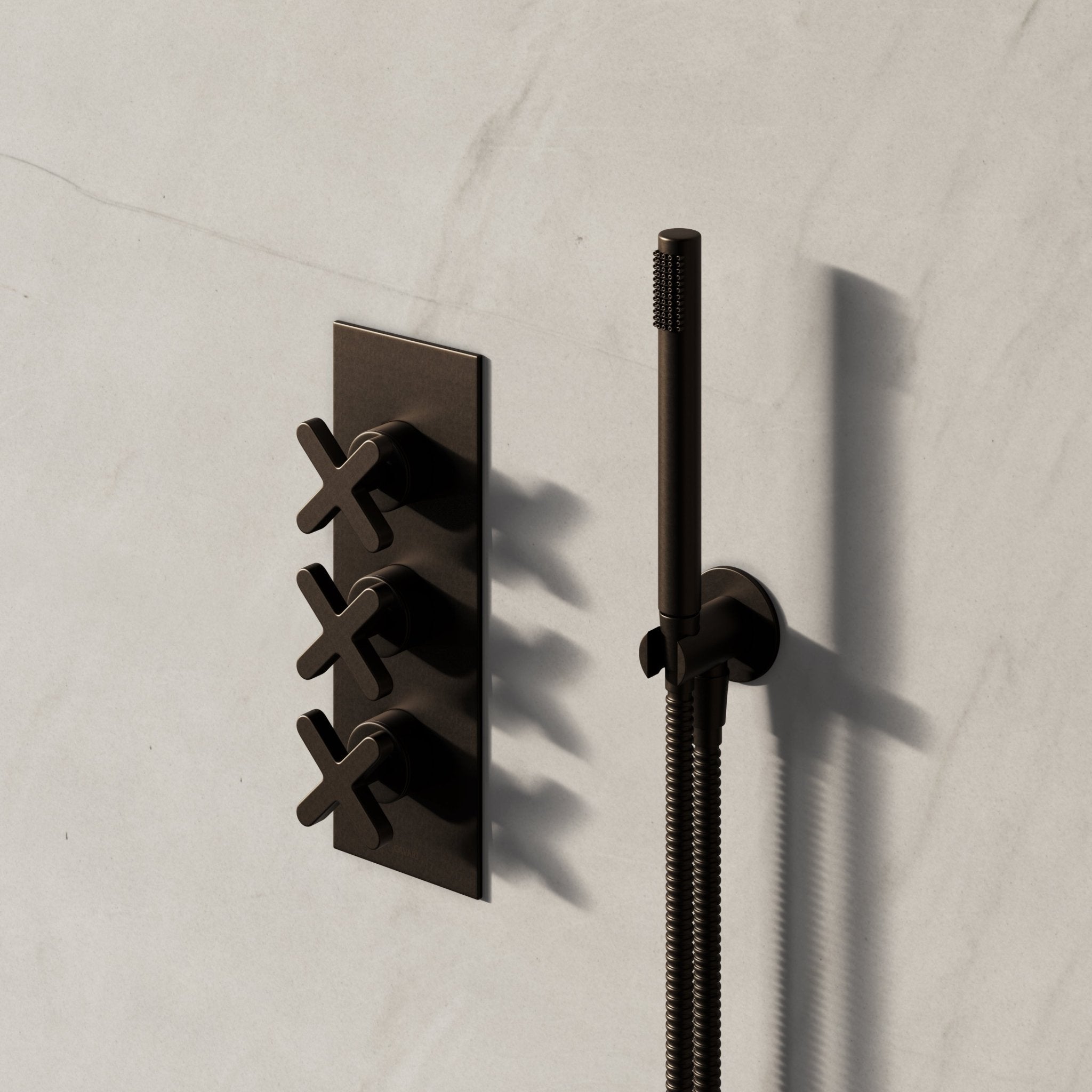 Image of Axiom 2-Way Thermostatic Shower Set – Overhead & Straight Hand Shower - Cavari