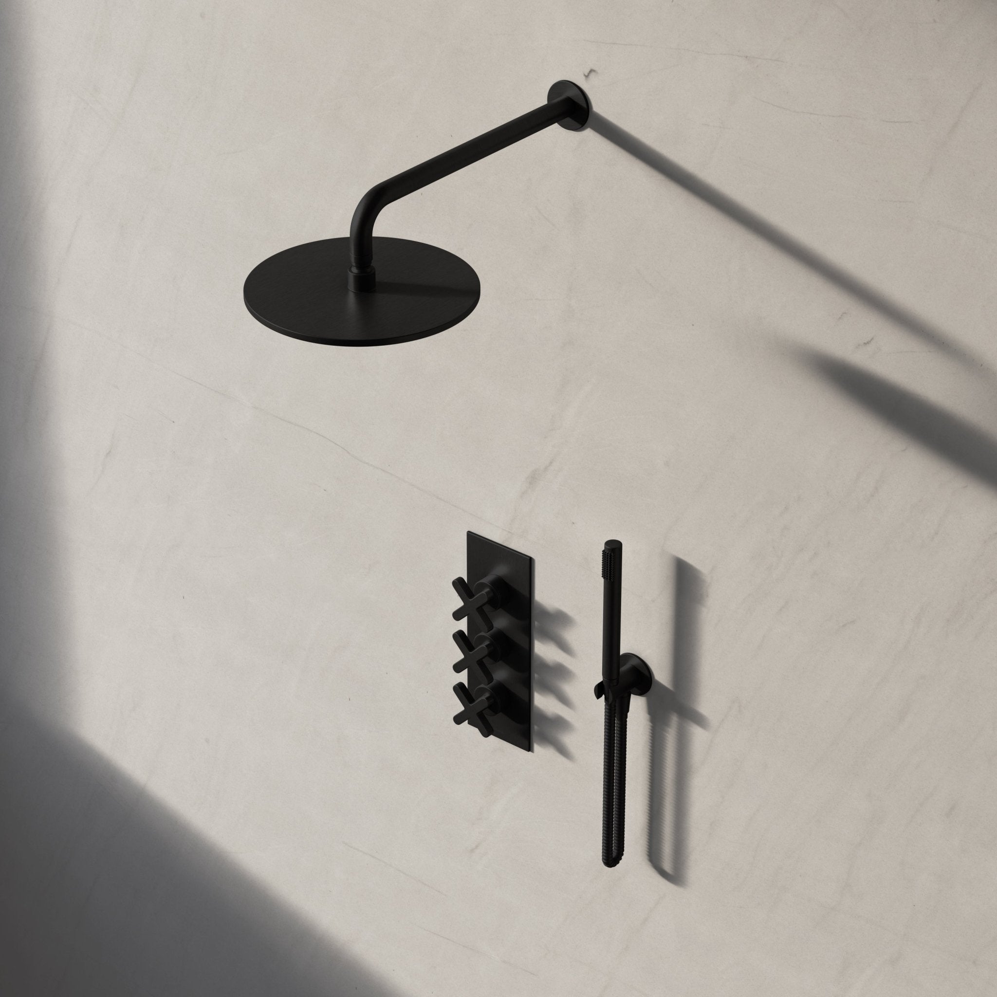 Image of Axiom 2-Way Thermostatic Shower Set – Overhead & Straight Hand Shower - Cavari