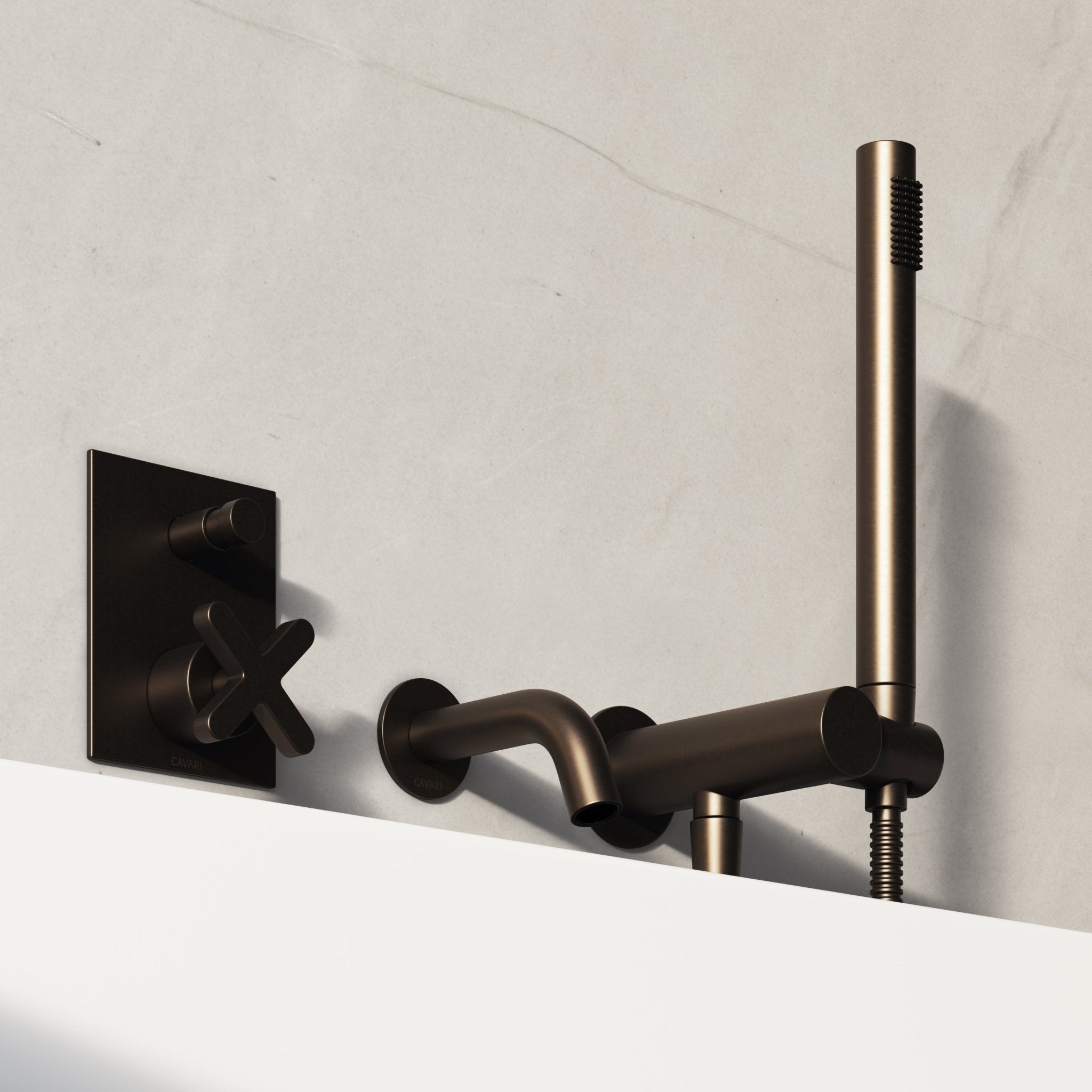 Image of Axiom Bath Set with Diverter & Angled Hand Shower - Cavari