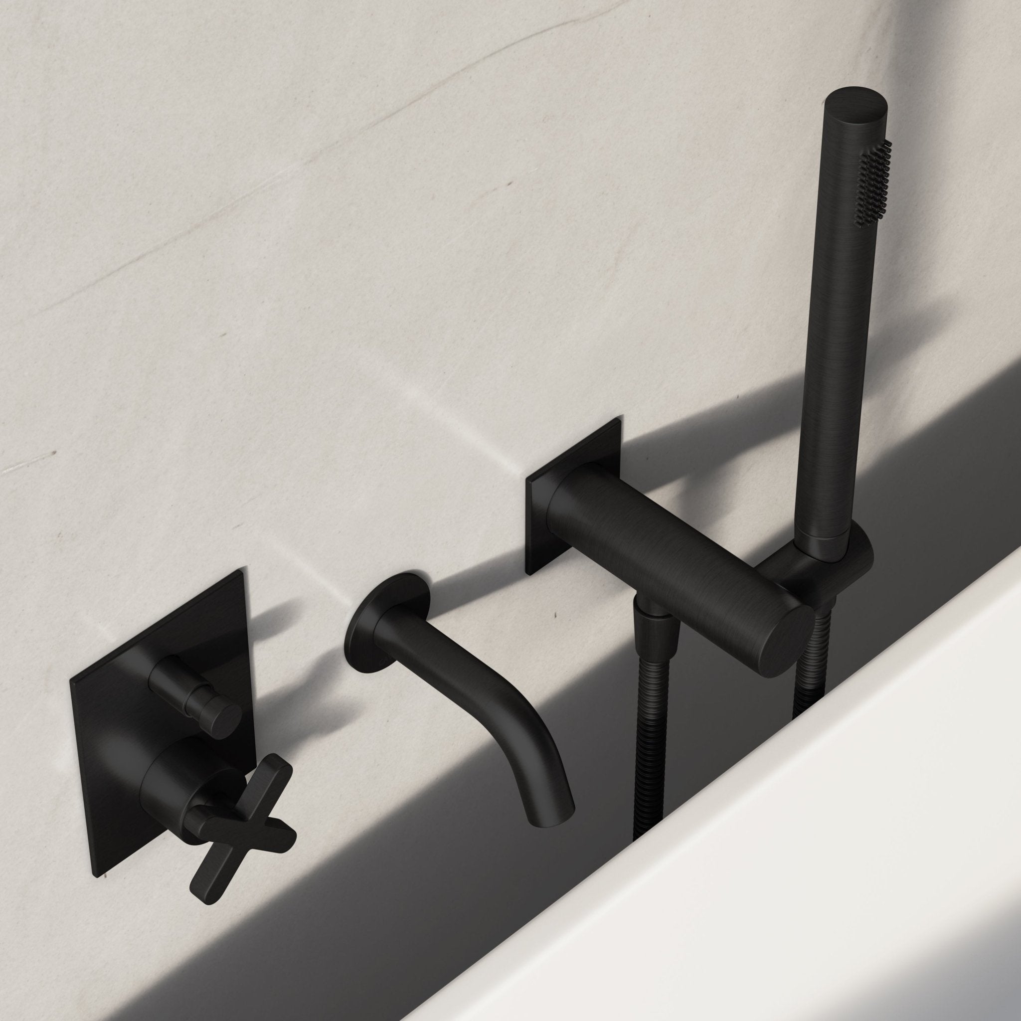 Image of Axiom Bath Set with Diverter & Square Hand Shower - Cavari