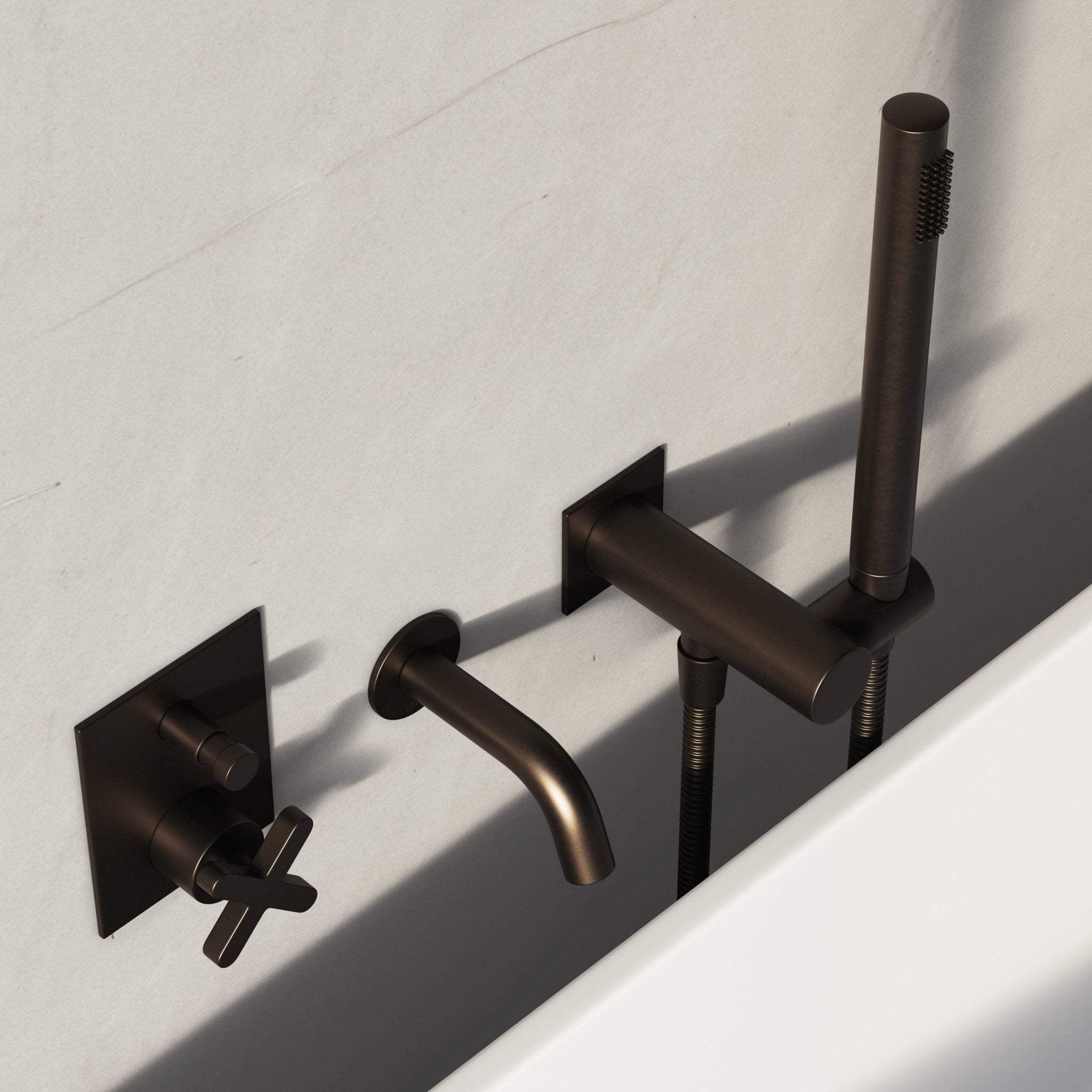 Image of Axiom Bath Set with Diverter & Square Hand Shower - Cavari