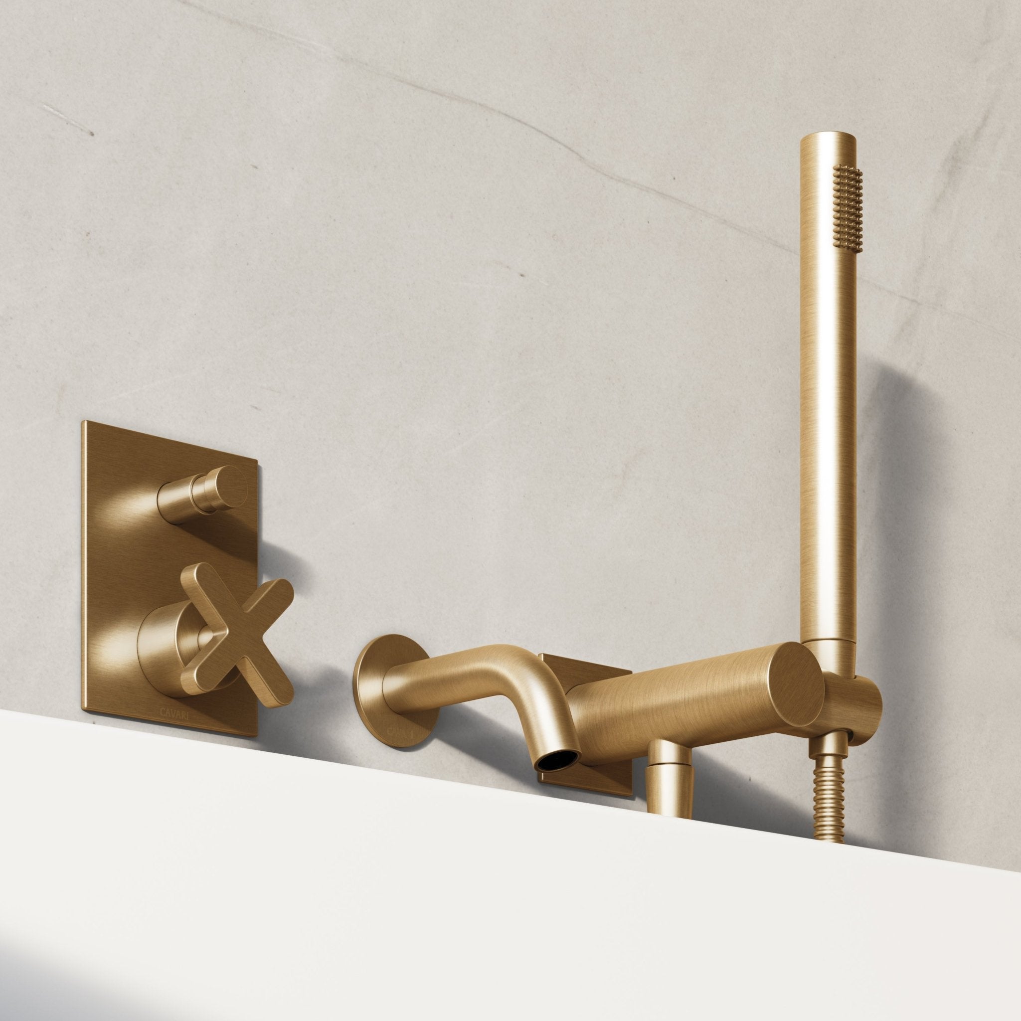 Image of Axiom Bath Set with Diverter & Square Hand Shower - Cavari