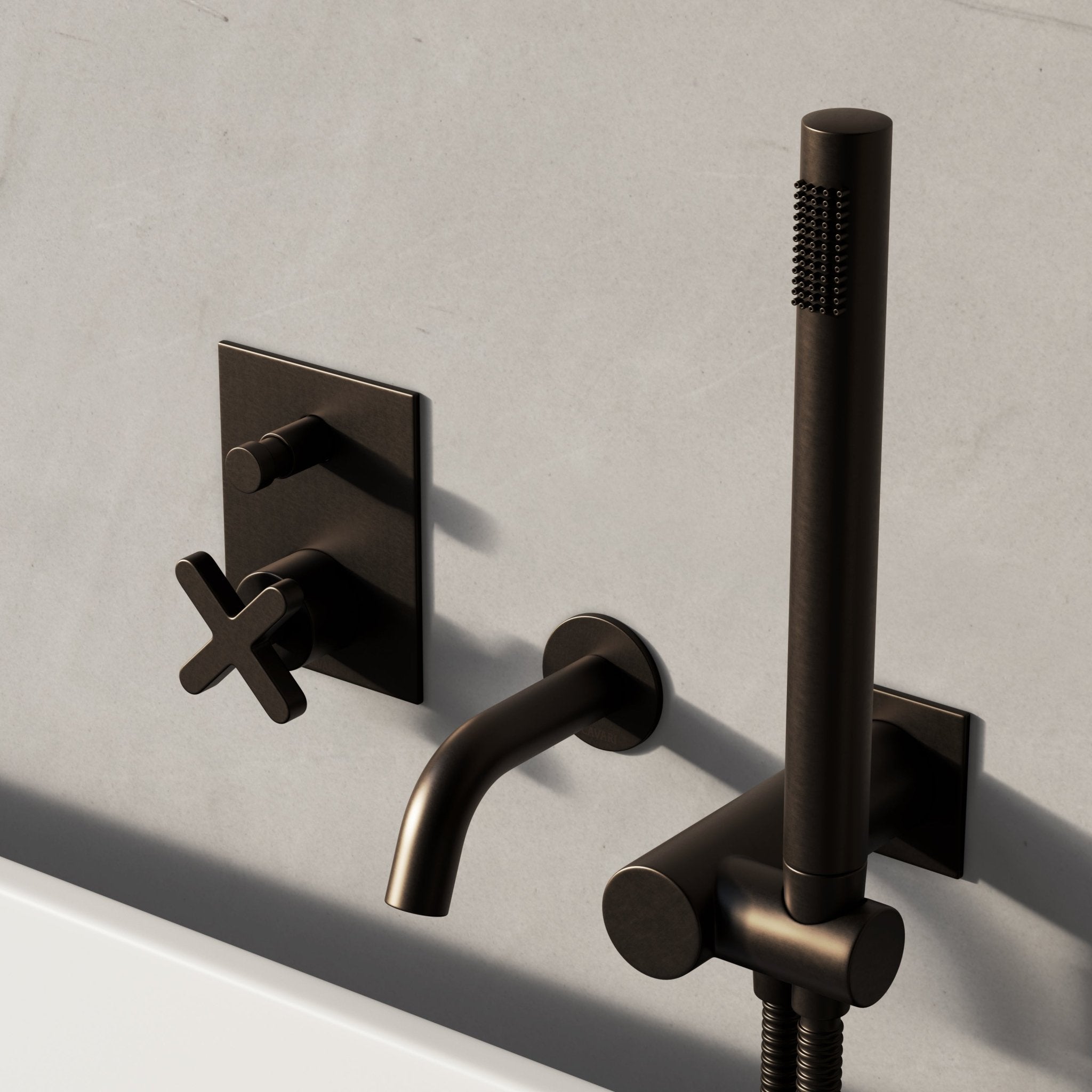Image of Axiom Bath Set with Diverter & Square Hand Shower - Cavari