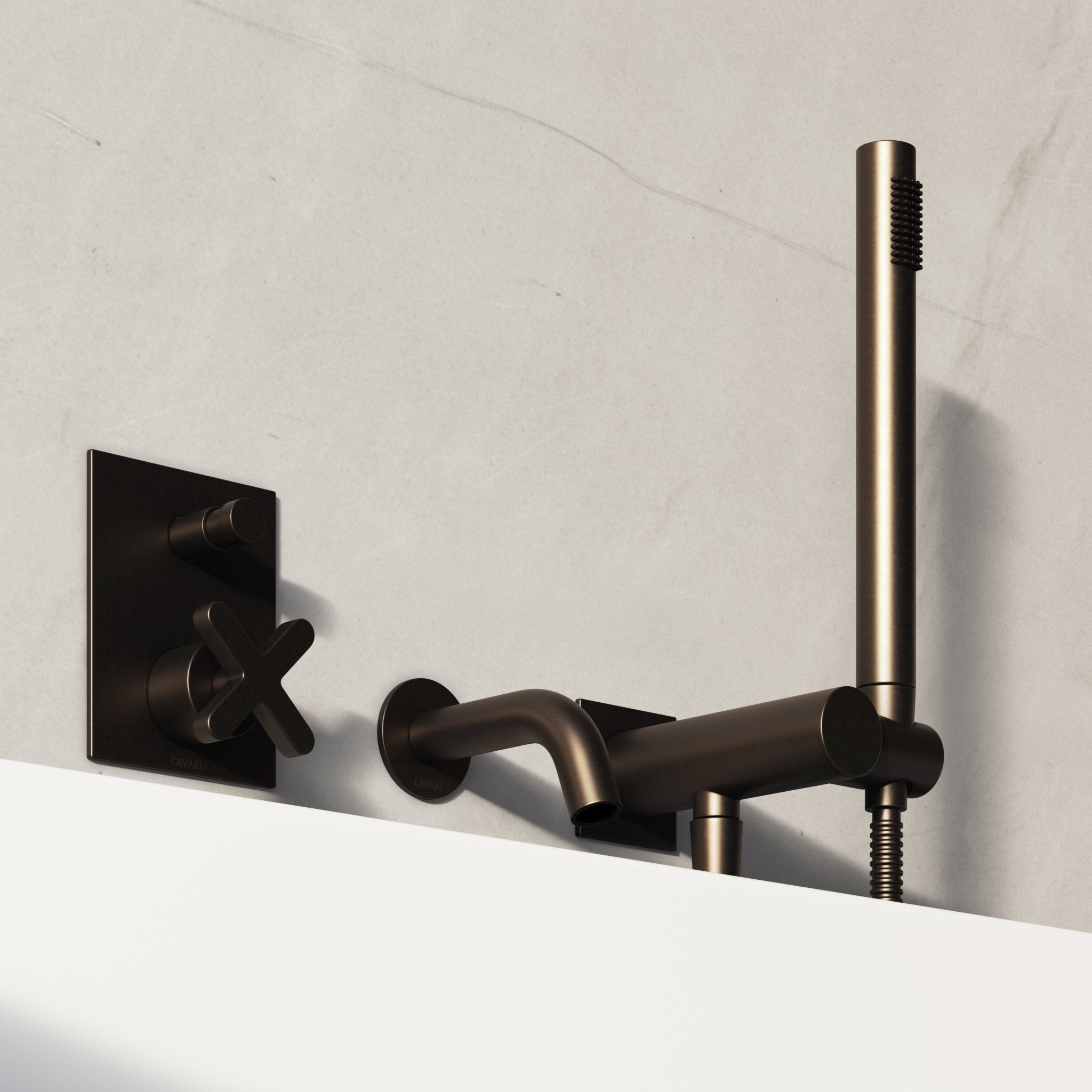 Image of Axiom Bath Set with Diverter & Square Hand Shower - Cavari