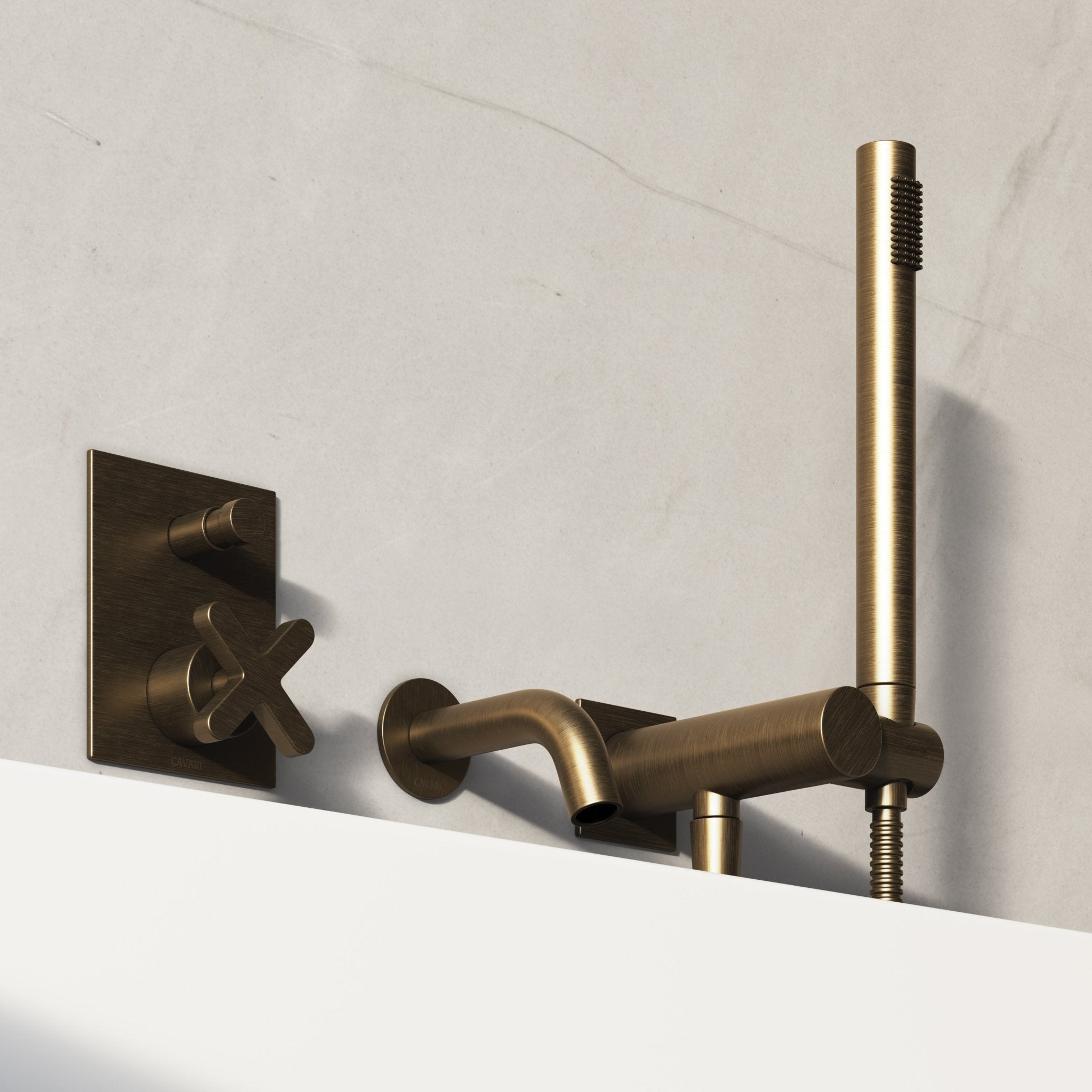 Image of Axiom Bath Set with Diverter & Square Hand Shower - Cavari