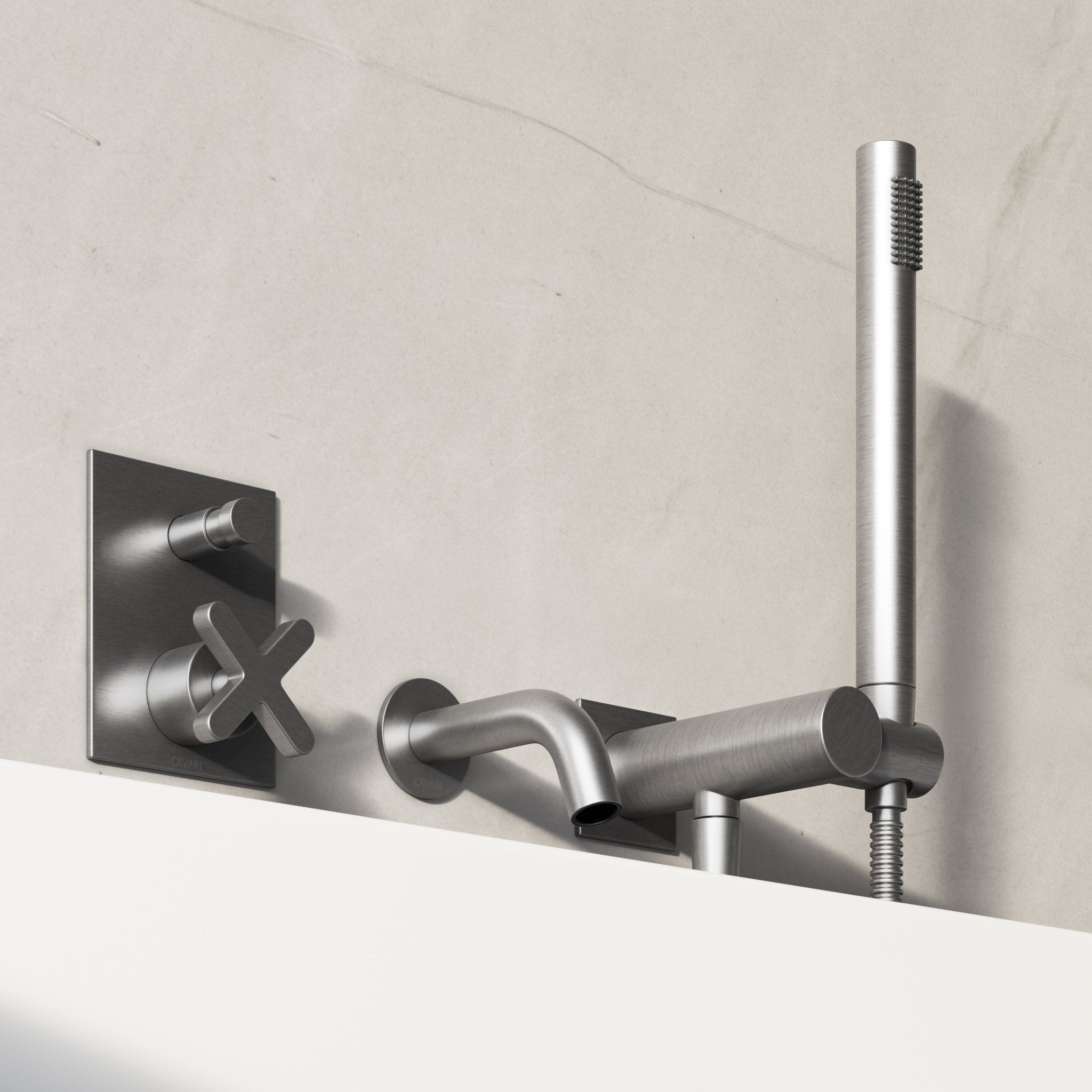 Image of Axiom Bath Set with Diverter & Square Hand Shower - Cavari