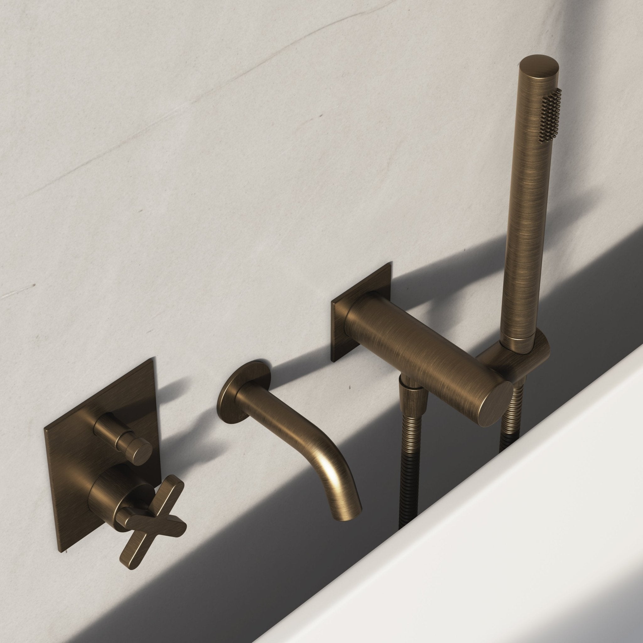 Image of Axiom Bath Set with Diverter & Square Hand Shower - Cavari