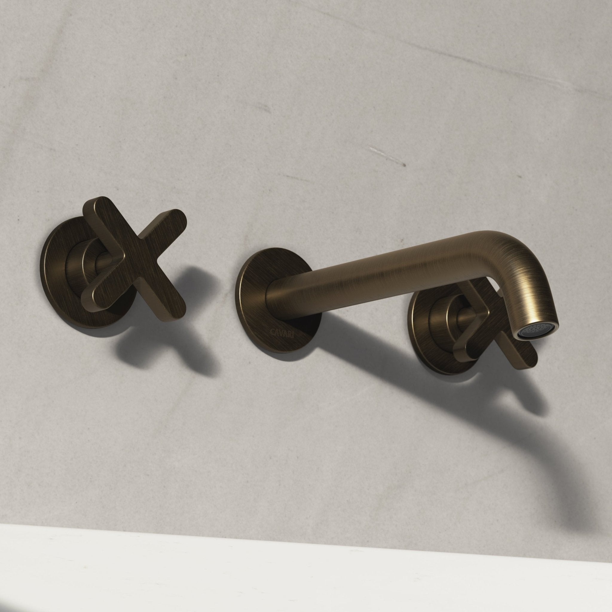 Image of Axiom Double Handle Wall Mounted Basin Tap - Cavari