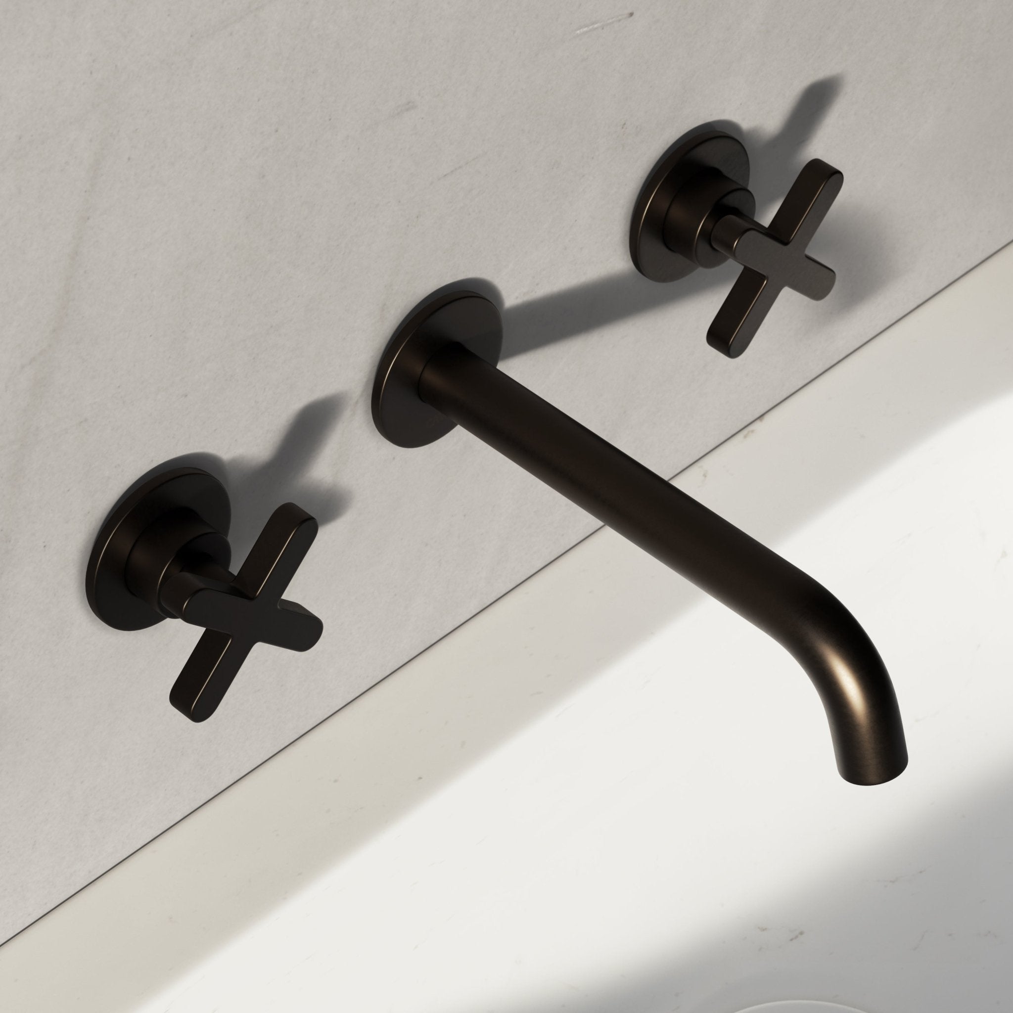 Image of Axiom Double Handle Wall Mounted Basin Tap - Cavari