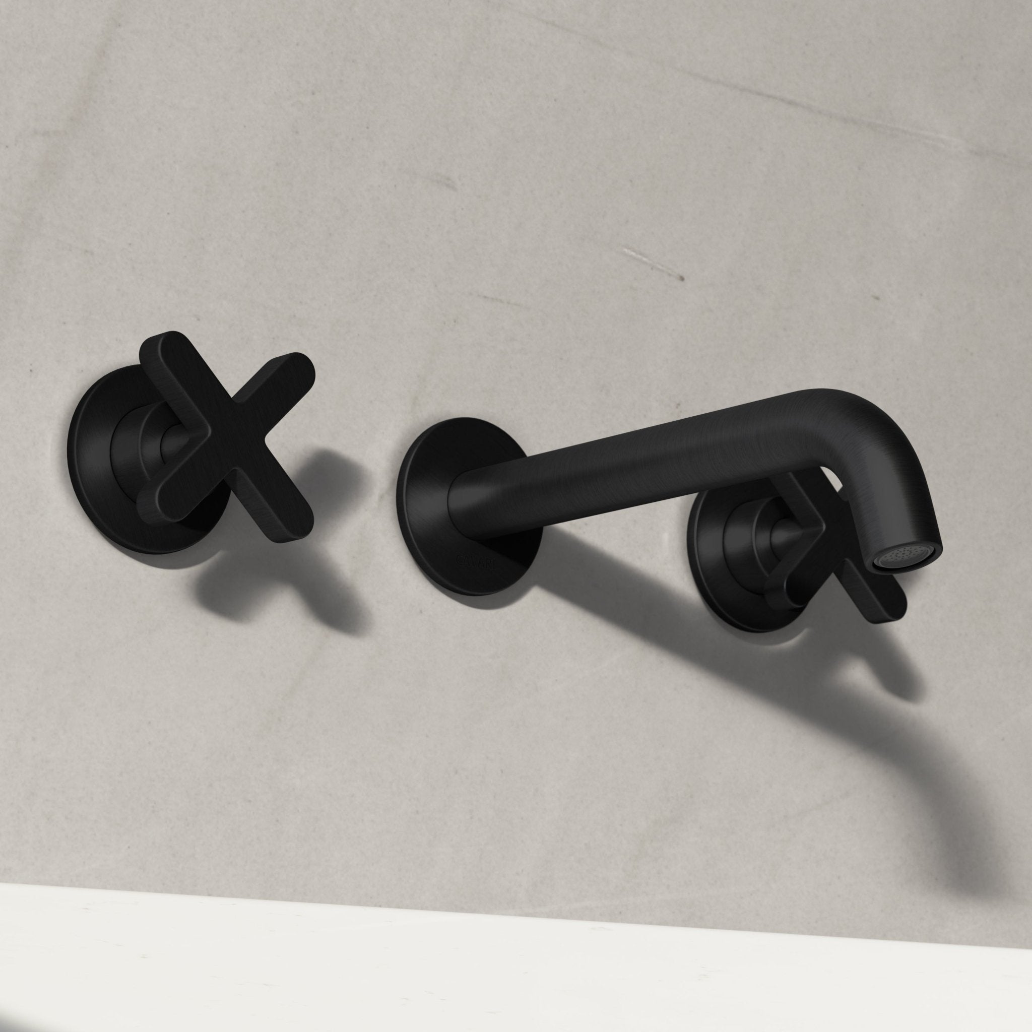 Image of Axiom Double Handle Wall Mounted Basin Tap - Cavari