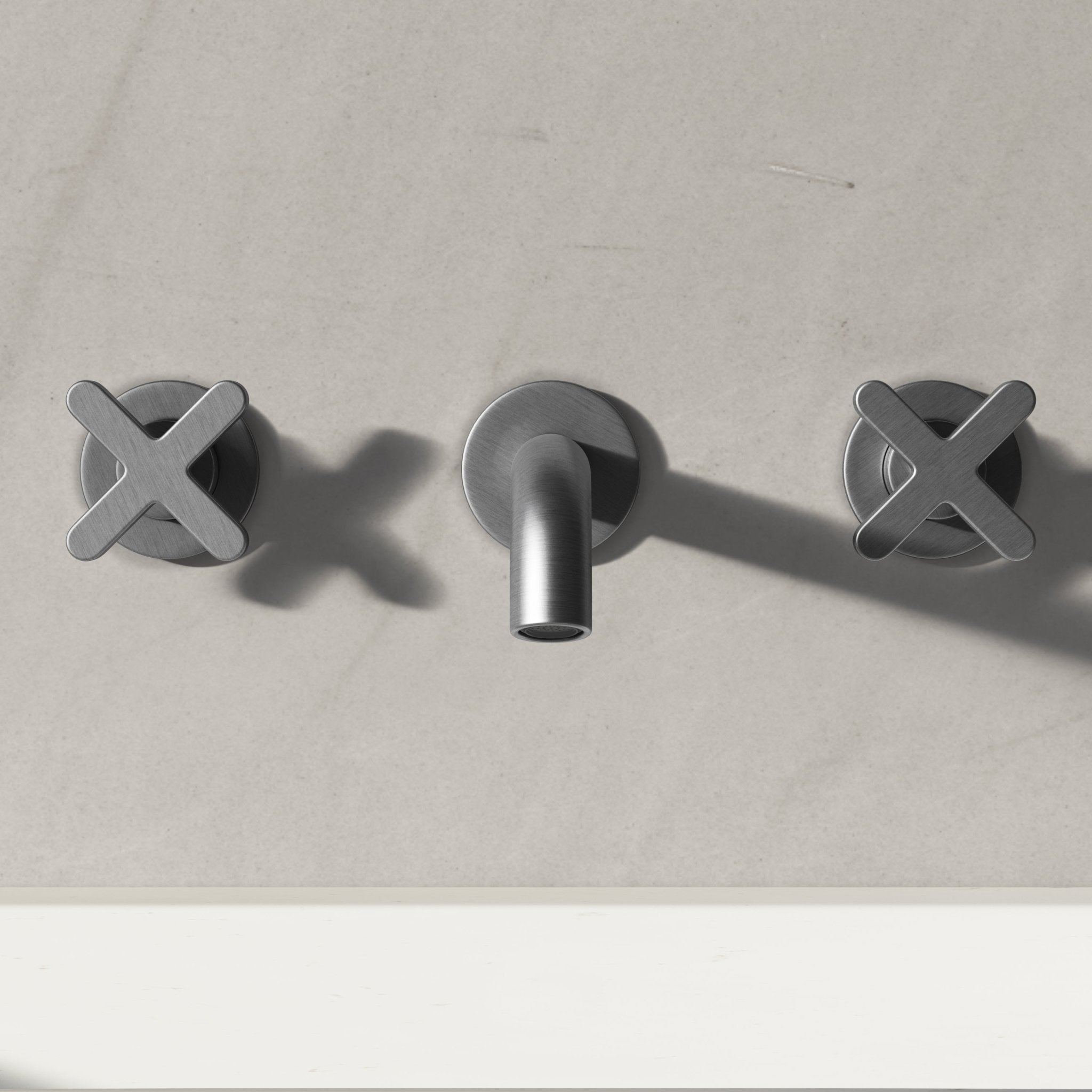 Image of Axiom Double Handle Wall Mounted Basin Tap - Cavari