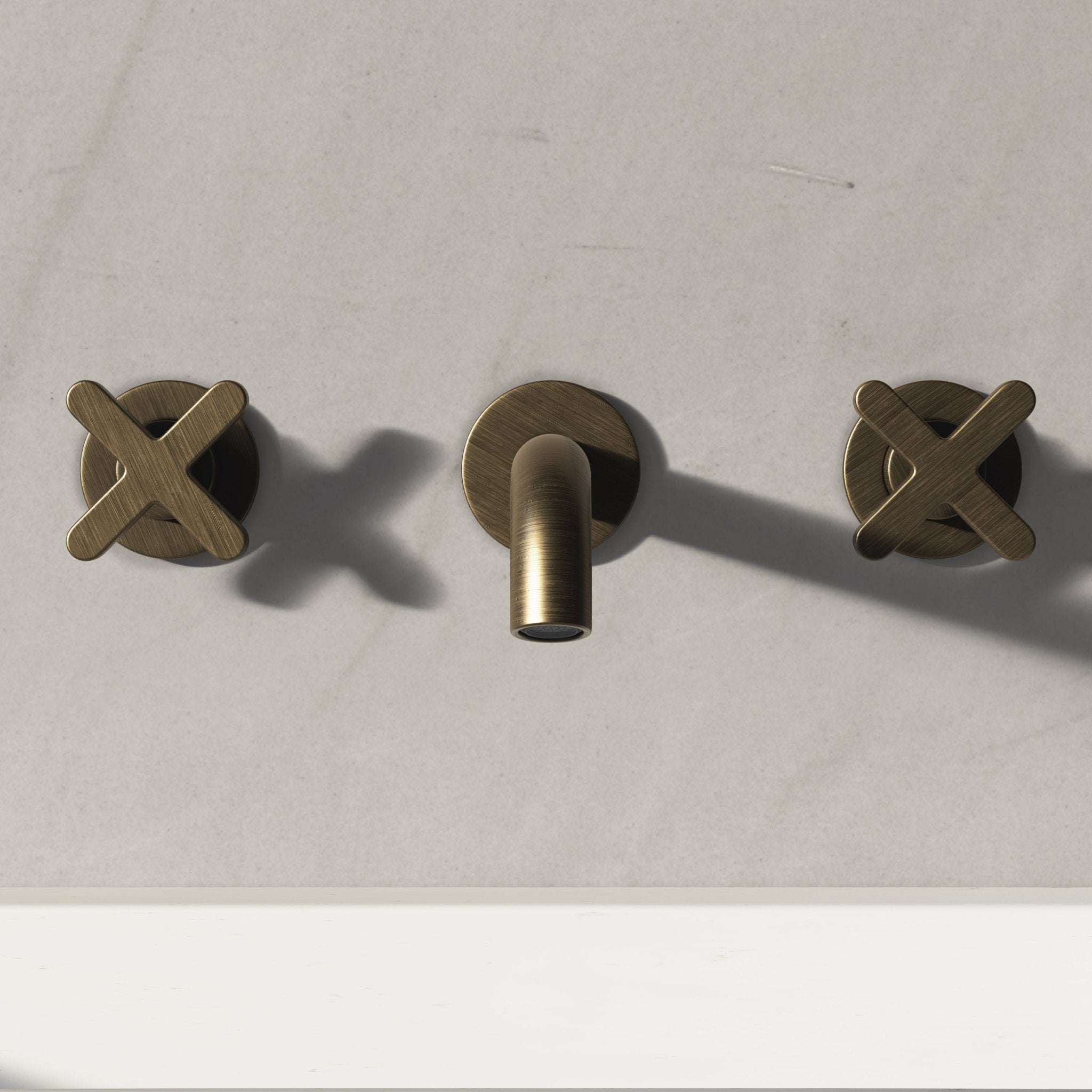 Image of Axiom Double Handle Wall Mounted Basin Tap - Cavari