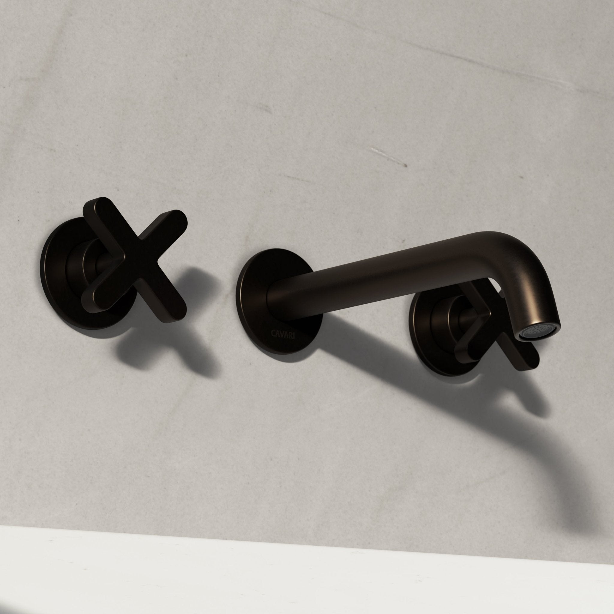 Image of Axiom Double Handle Wall Mounted Basin Tap - Cavari