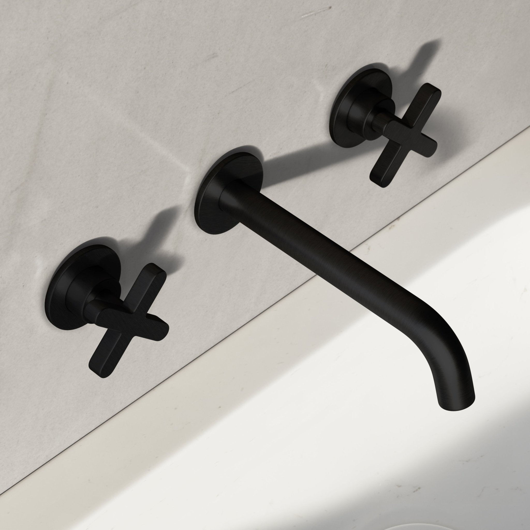 Image of Axiom Double Handle Wall Mounted Basin Tap - Cavari