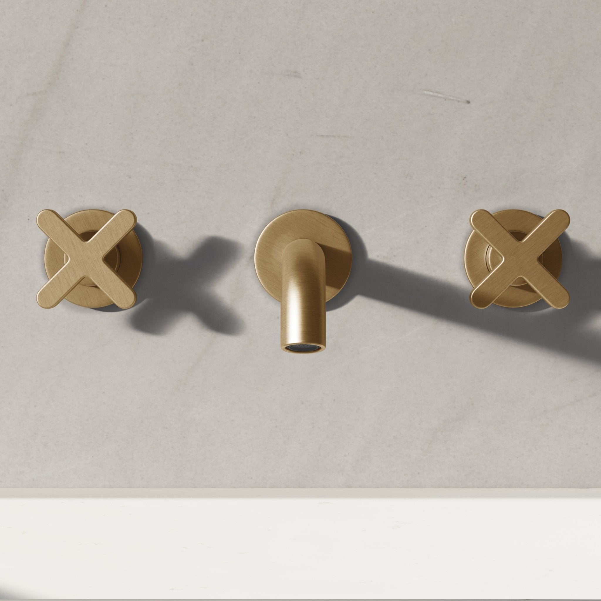 Image of Axiom Double Handle Wall Mounted Basin Tap - Cavari