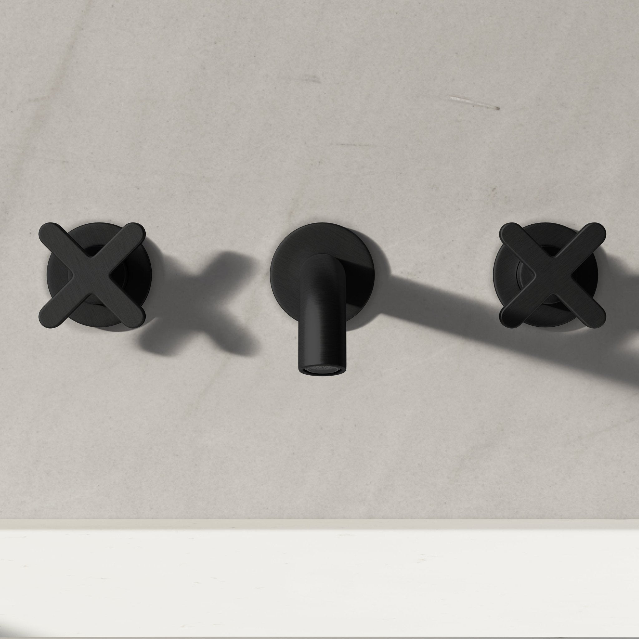 Image of Axiom Double Handle Wall Mounted Basin Tap - Cavari