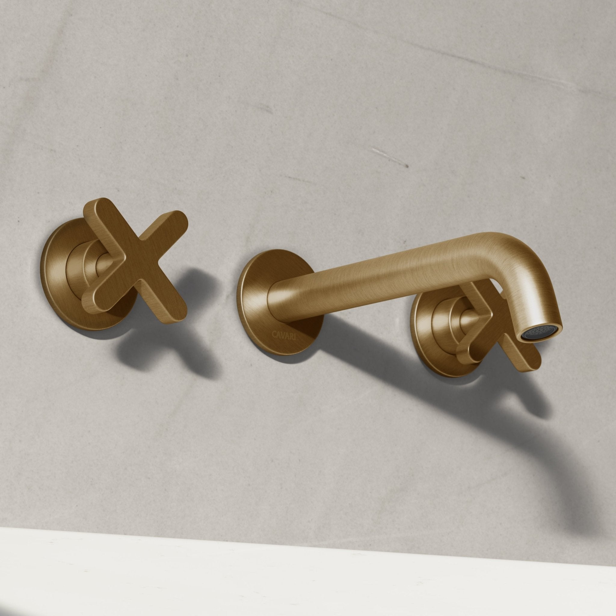 Image of Axiom Double Handle Wall Mounted Basin Tap - Cavari