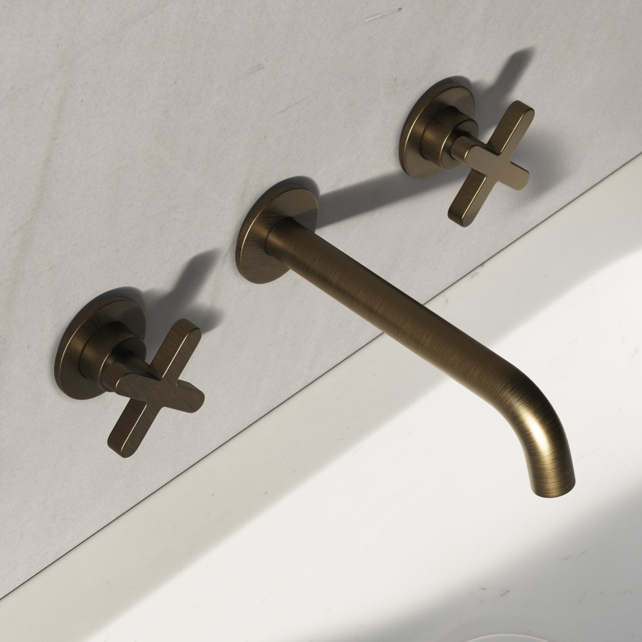 Image of Axiom Double Handle Wall Mounted Basin Tap - Cavari