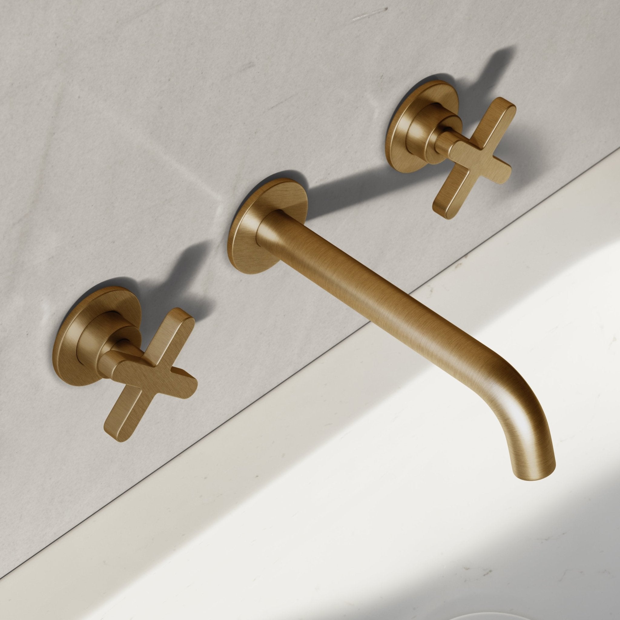 Image of Axiom Double Handle Wall Mounted Basin Tap - Cavari