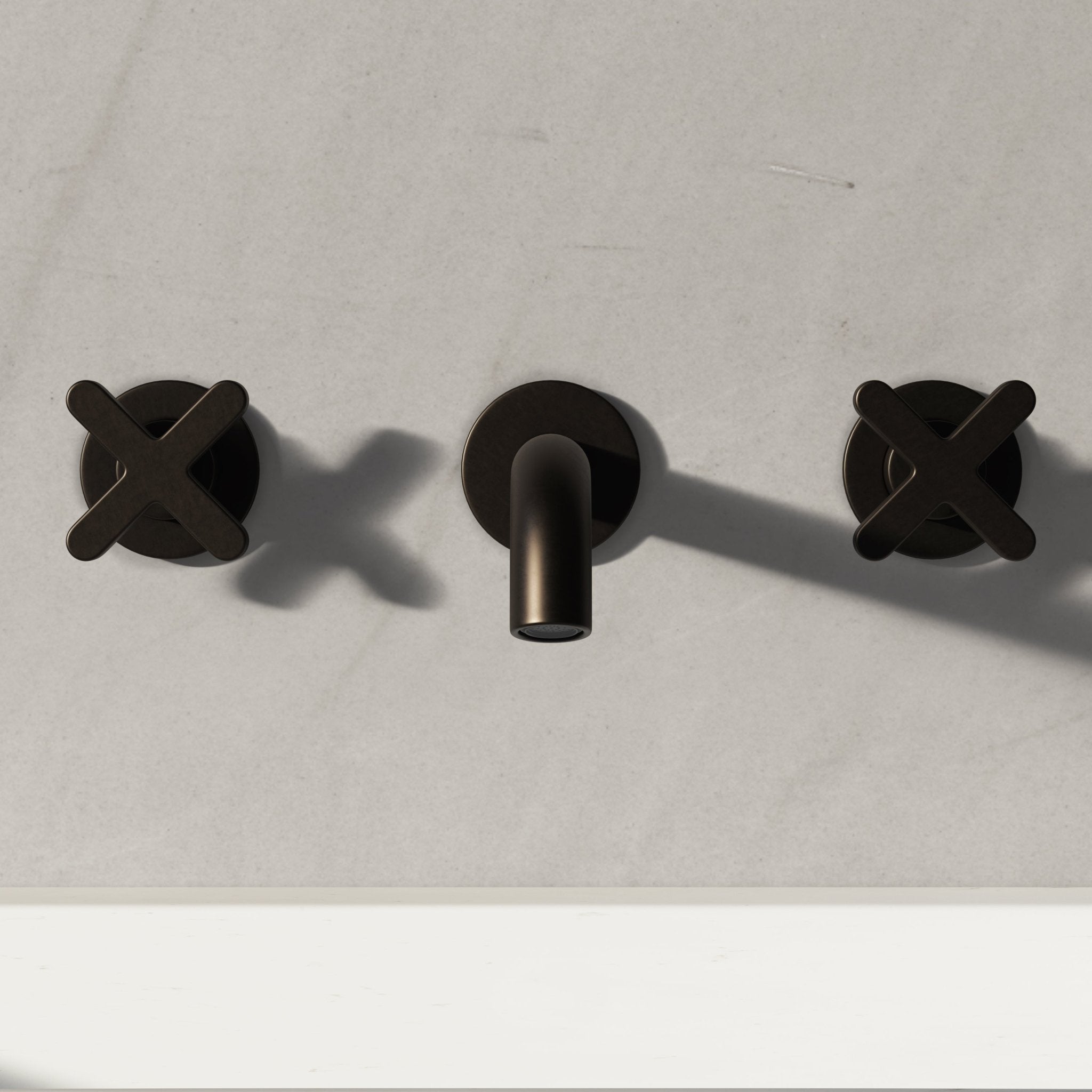 Image of Axiom Double Handle Wall Mounted Basin Tap - Cavari