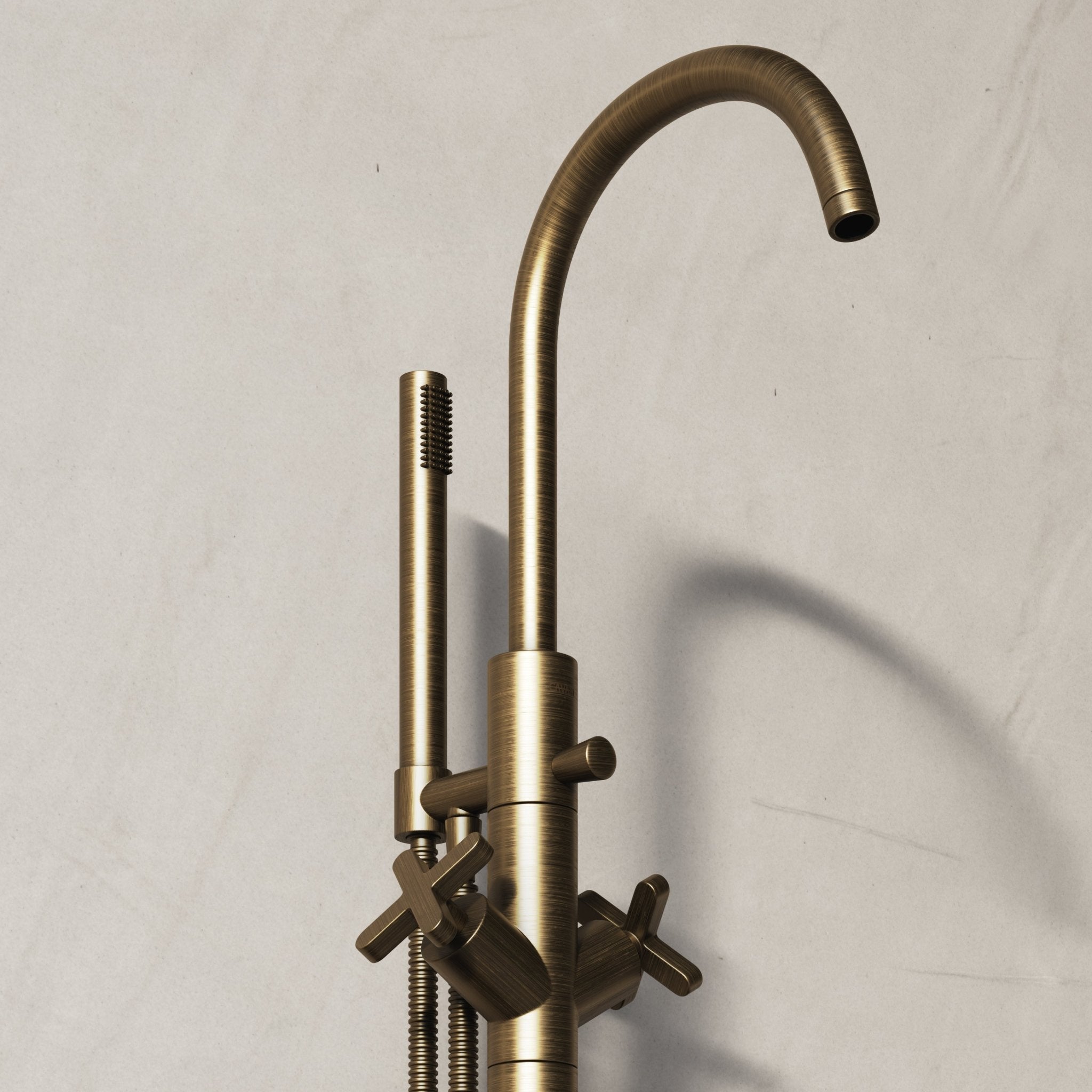 Image of Axiom Floor Standing Bath Mixer with Hand Shower - Cavari