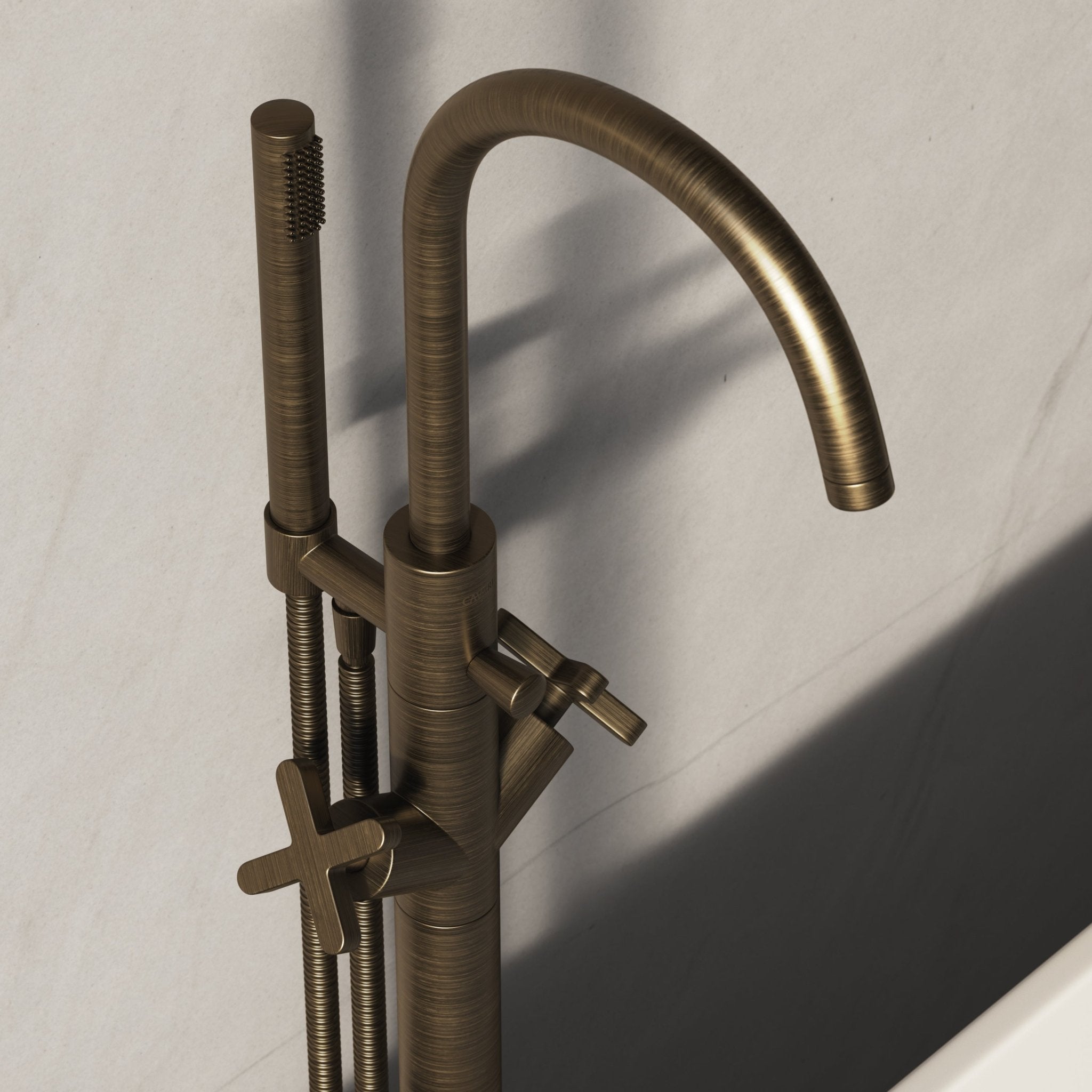 Image of Axiom Floor Standing Bath Mixer with Hand Shower - Cavari